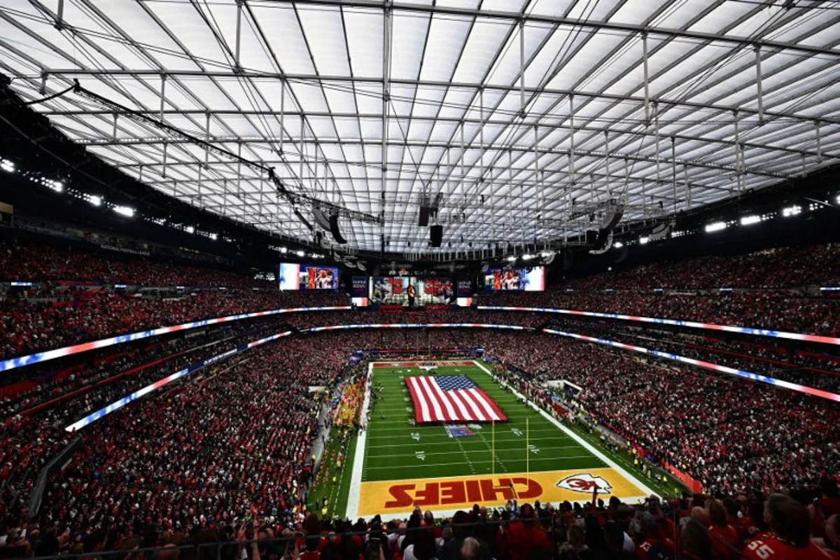 View of the stadium during Super Bowl LVIII between the Kansas City Chiefs and the San Francisco 49ers at Allegiant Stadium in Las Vegas, Nevada, February 11, 2024. Patrick T. Fallon / AFP