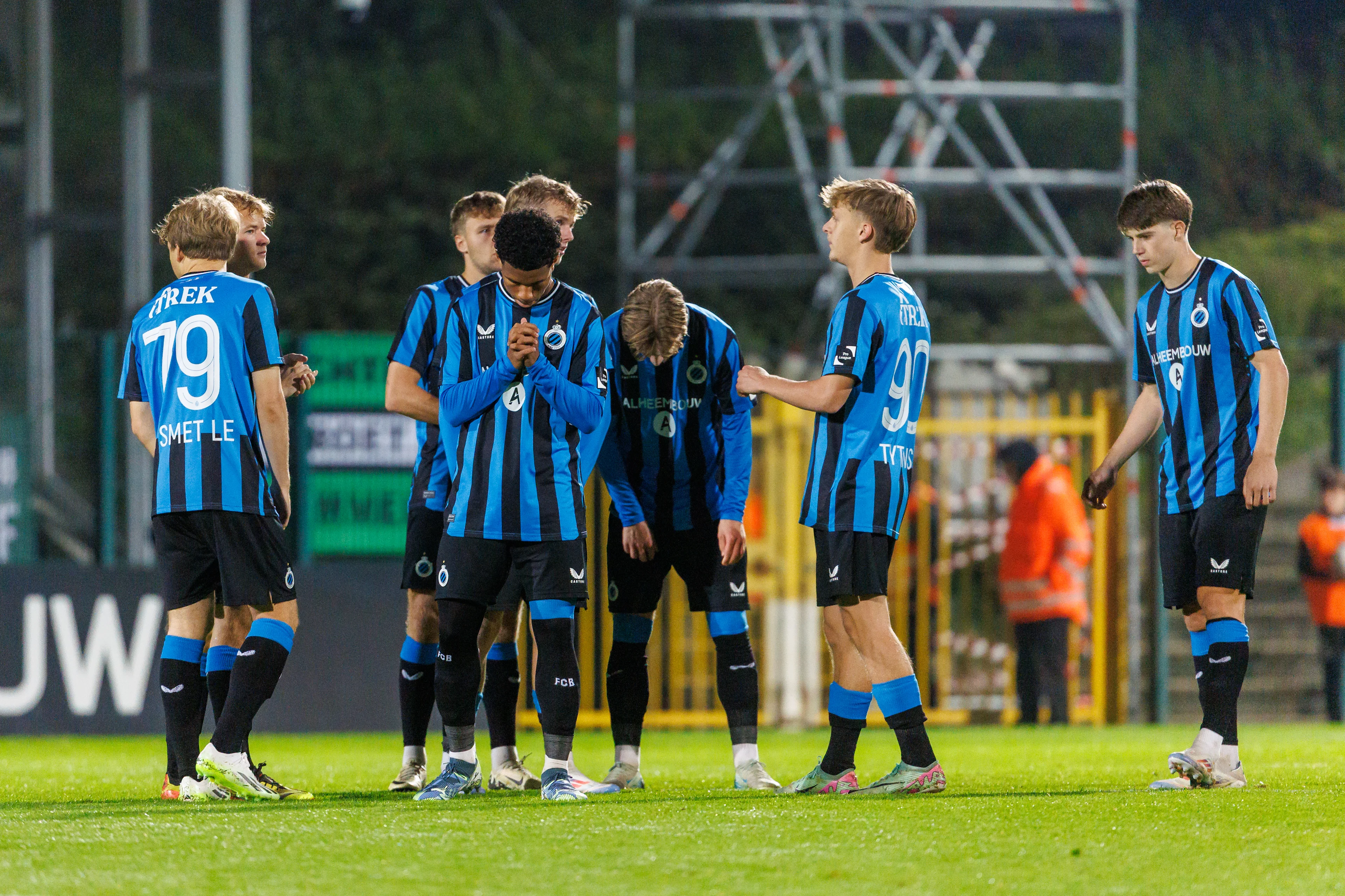 Club's players pictured ahead of a soccer match between CLub NXT and Lommel SK, Friday 01 November 2024 in Roeselare, on day 10 of the 2024-2025 'Challenger Pro League' 1B second division of the Belgian championship. BELGA PHOTO KURT DESPLENTER