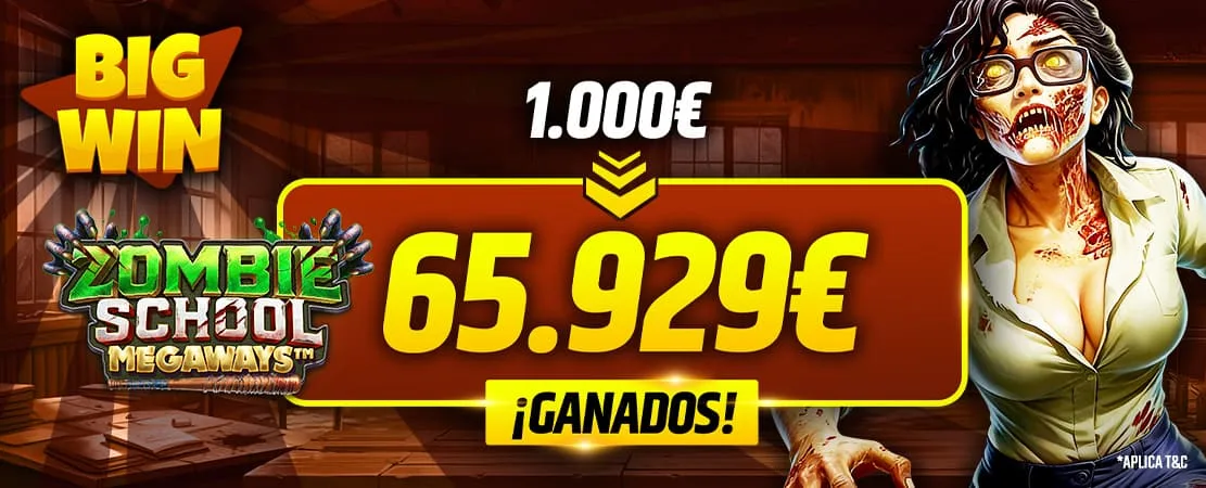 ¡65,929€ de premio en Zombie School Megaways!
