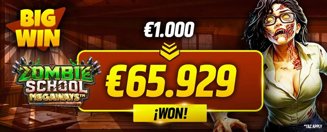 A €65,929 prize in Zombie School Megaways!