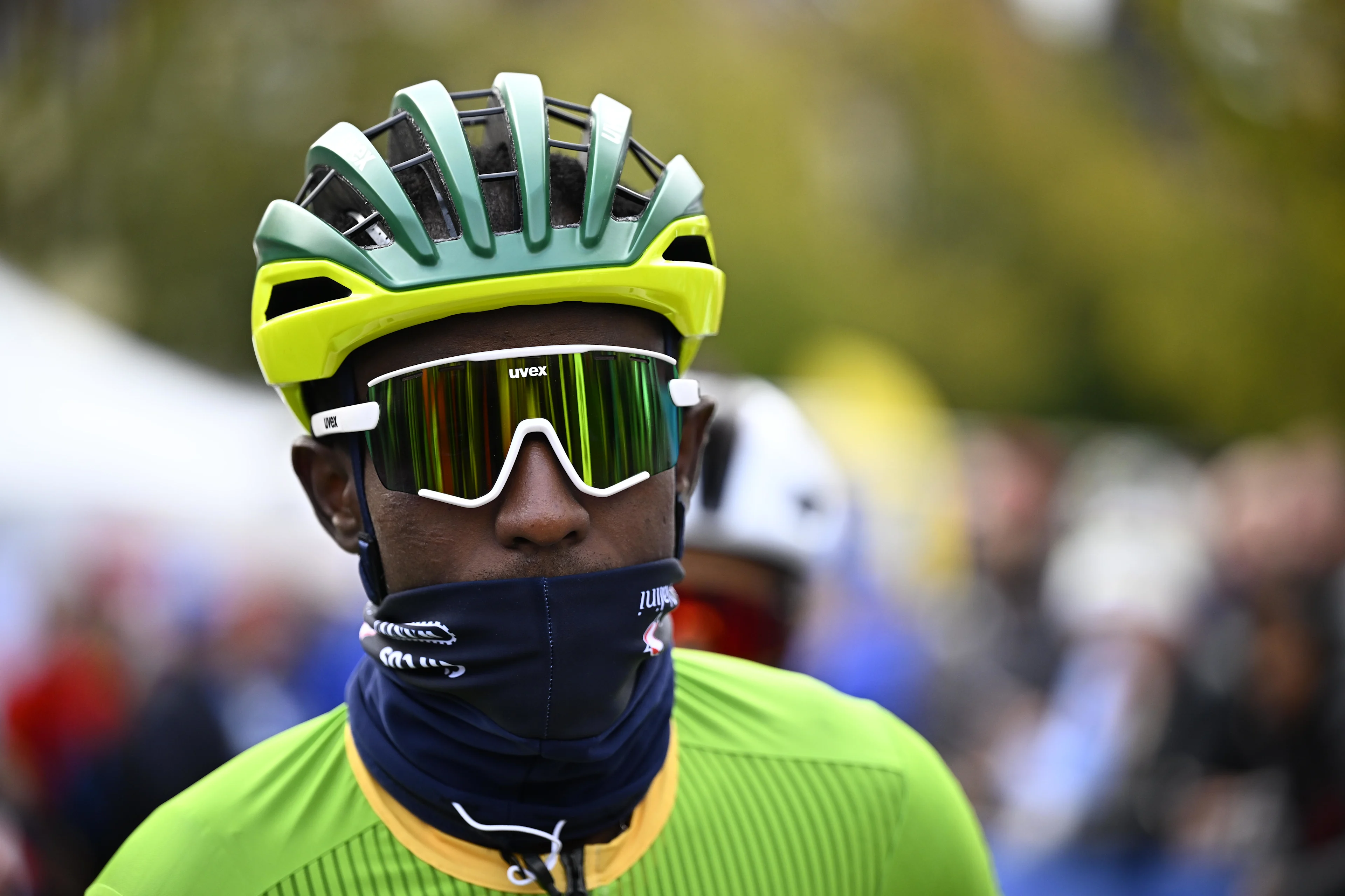 Eritrean Biniam Girmay Hailu pictured at the start of the elite men road race at the 2024 UCI Road and Para-Cycling Road World Championships, Sunday 29 September 2024, in Zurich, Switzerland. The Worlds are taking place from 21 to 29 September. BELGA PHOTO JASPER JACOBS