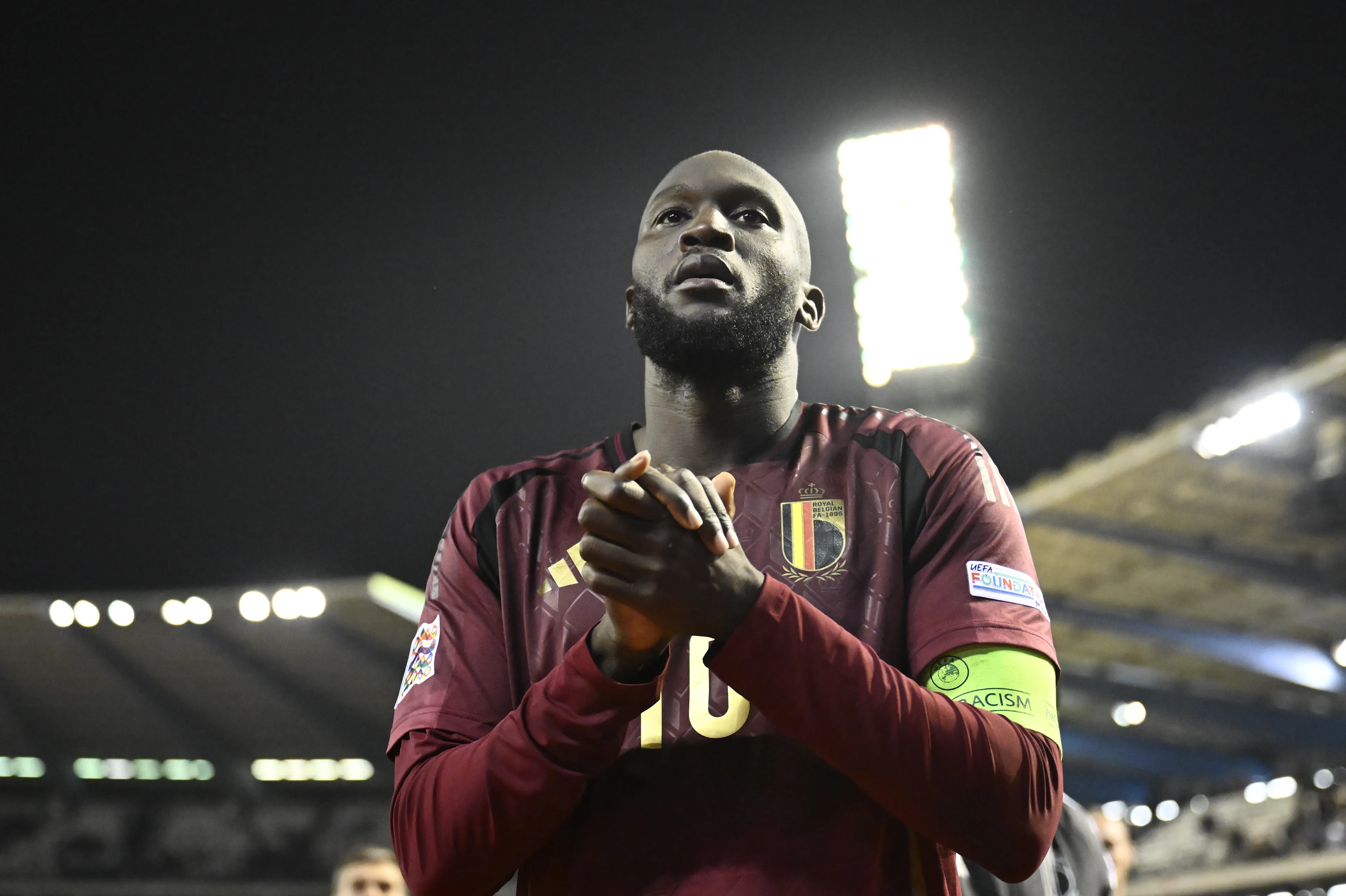 Belgium's Romelu Lukaku pictured after a soccer game between Belgian national soccer team Red Devils and Italy, match 5 (out of 6) in the League A Group 2 of the UEFA Nations League 2025 competition, Thursday 14 November 2024 in Brussels. BELGA PHOTO DIRK WAEM