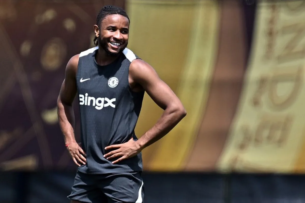 Chelsea's French striker #18 Christopher Nkunku participates in a training session at the New York City Football Club in New York on July 7, 2025, on the eve of the FIFA Club World Cup 2025 semifinal football match between Brazil's Fluminense and England's Chelsea. Paul ELLIS / AFP