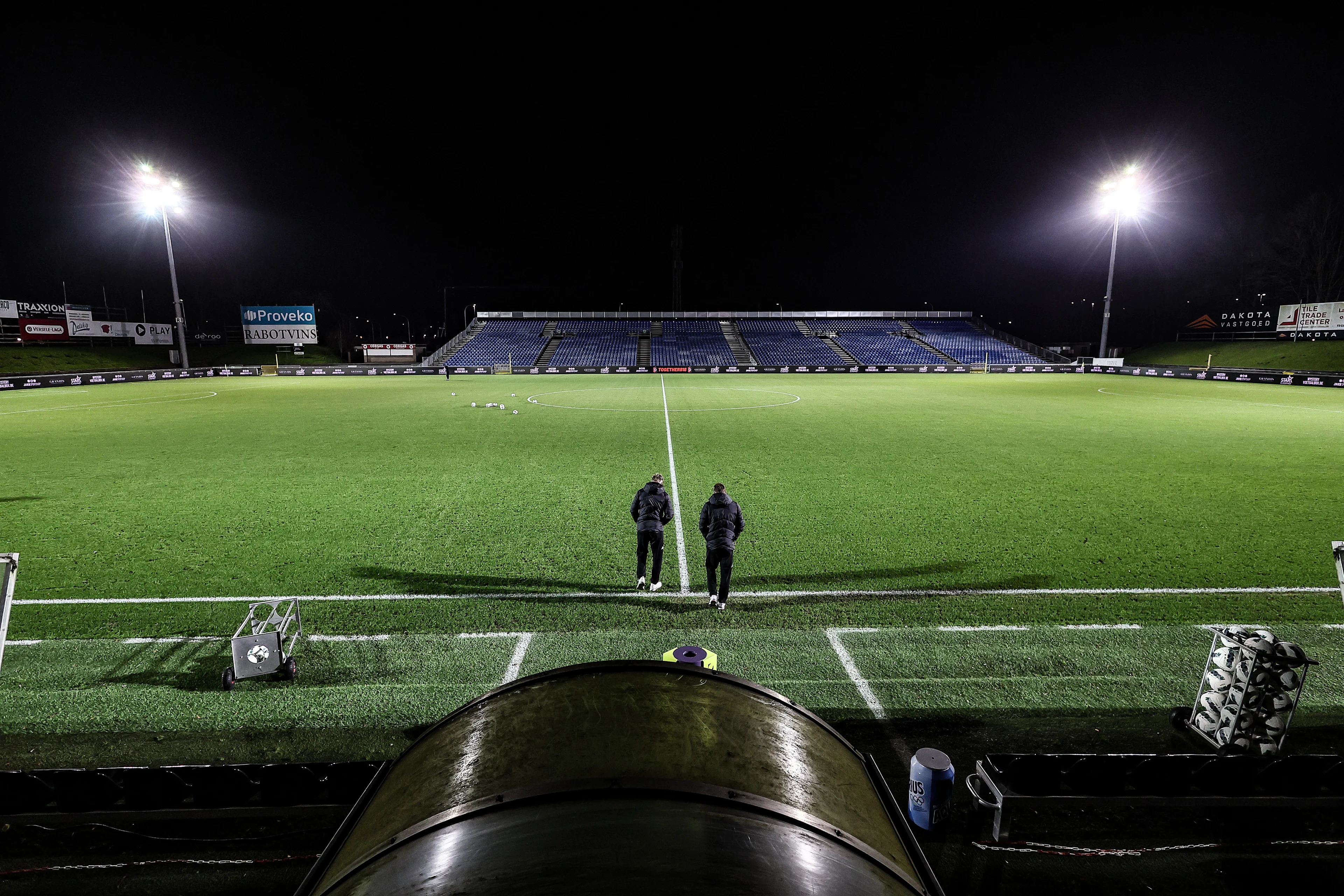 the Dakota Arena stadium pictured before a soccer match between KMSK Deinze and RFC Seraing, Friday 06 December 2024 in Deinze, on day 14 of the 2024-2025 season of the 'Challenger Pro League' second division of the Belgian championship. BELGA PHOTO BRUNO FAHY