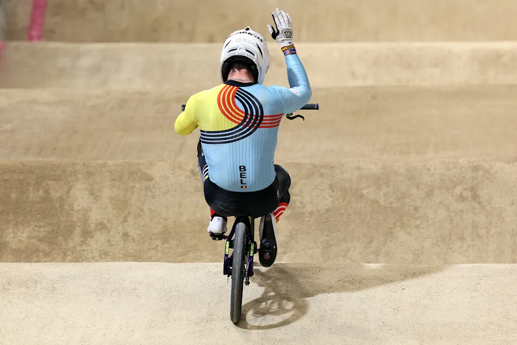 Belgian BMX'er Ruben Gommers pictured during the quarterfinals of the men's BMX competition at the Paris 2024 Olympic Games, on Thursday 01 August 2024 in Paris, France. The Games of the XXXIII Olympiad are taking place in Paris from 26 July to 11 August. The Belgian delegation counts 165 athletes competing in 21 sports. BELGA PHOTO BENOIT DOPPAGNE