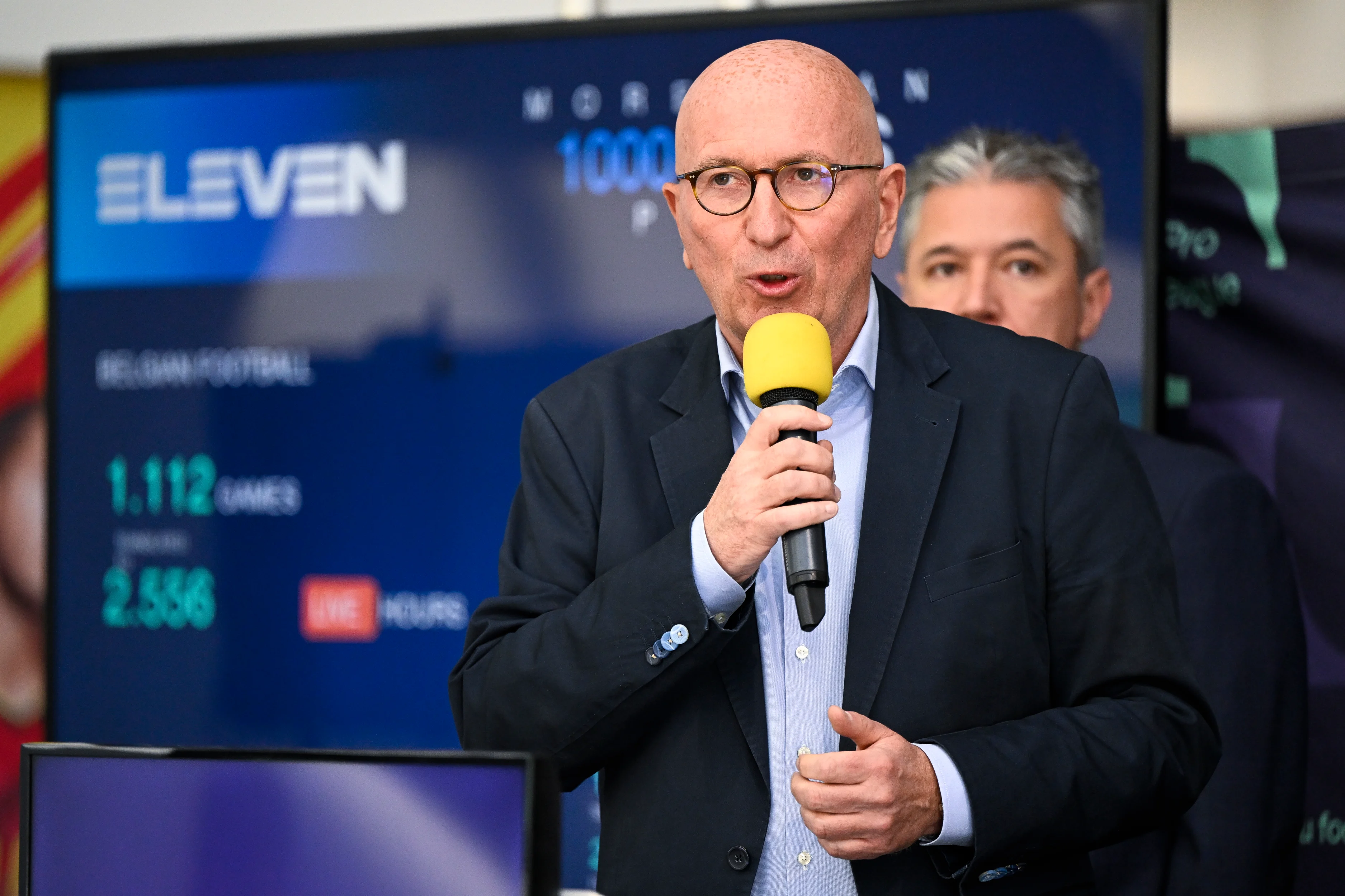 Eleven Sports chief redactor Jan Mosselmans pictured during a presentation of the Jupiler Pro League's 2022-2023 calendar in Brussels, Wednesday 22 June 2022. BELGA PHOTO LAURIE DIEFFEMBACQ