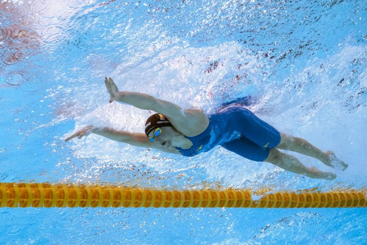 Belgium's swimmer Roos Vanotterdijk competes in a semi-final of the women's 100m butterfly swimming event during the 2025 World Aquatics Championships in Singapore on July 27, 2025. François-Xavier MARIT / AFP