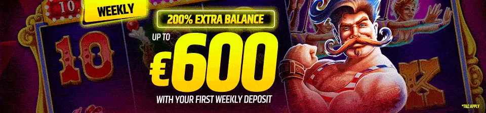 Weekly Extra Balance: 200% up to 600€