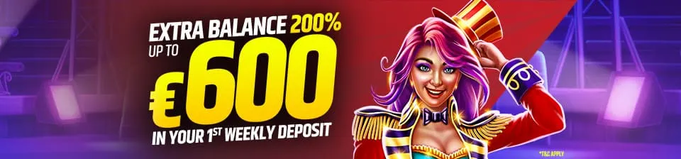Get 200% up to €600 on your first deposit of the week.