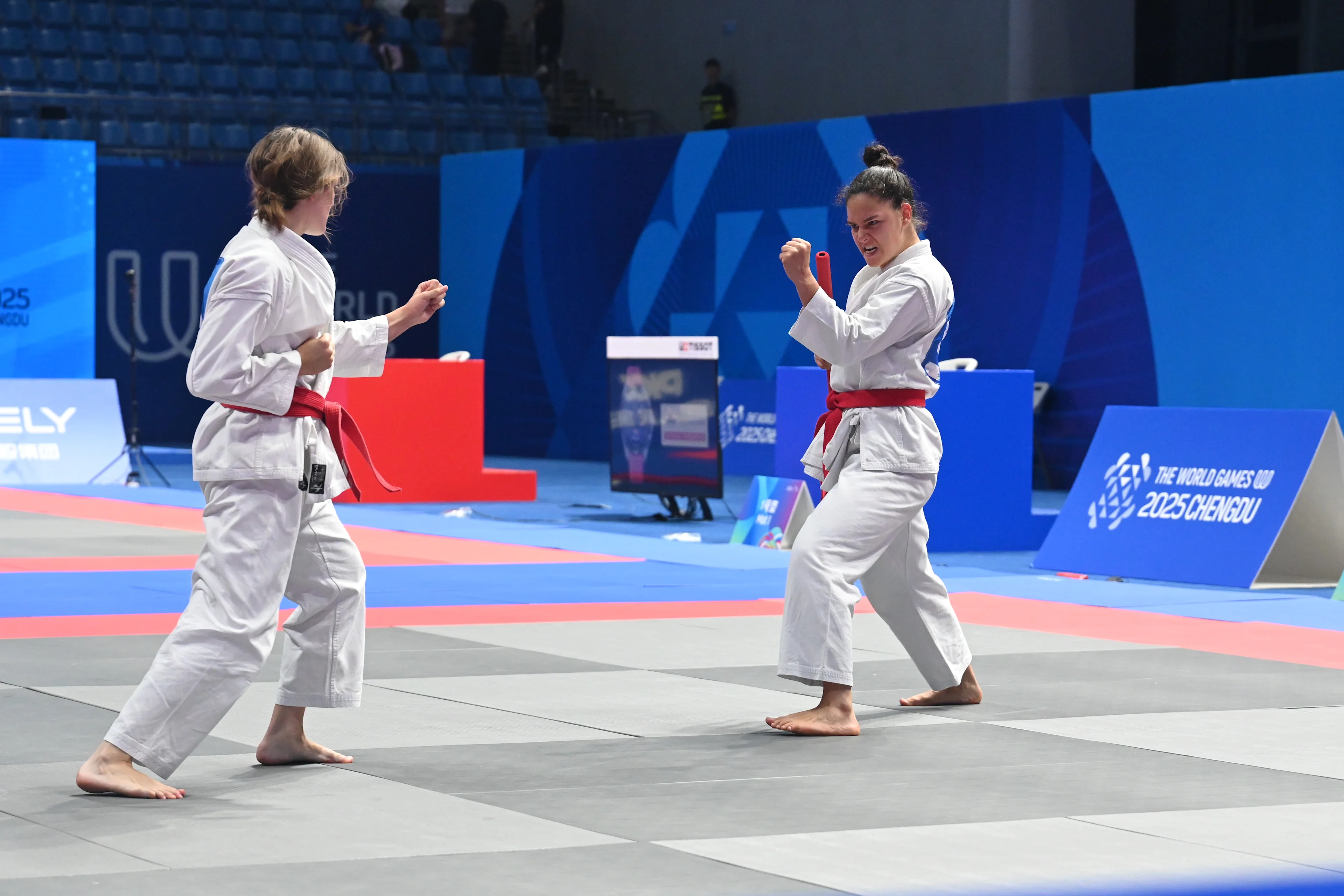 ATTENTION EDITORS - HANDOUT PICTURE - EDITORIAL USE ONLY - MANDATORY CREDIT BOIC - COIB - Morgan Rapilly and Loane Collie participate in the ju-jitsu Duo Team Open during the World Games 2025, in Chenghdu, China, on Saturday 9 August 2025. This year, the World Games take place from 07 to 17 augustus. PHOTO HANDOUT BOIC - COIB
