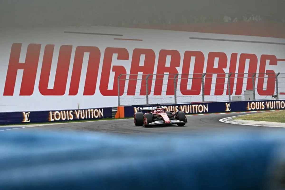 Ferrari's Monegasque driver Charles Leclerc competes during the qualifying session of the Formula One Hungarian Grand Prix at the Hungaroring circuit in Mogyorod, near Budapest, Hungary, on August 2, 2025. Attila KISBENEDEK / AFP
