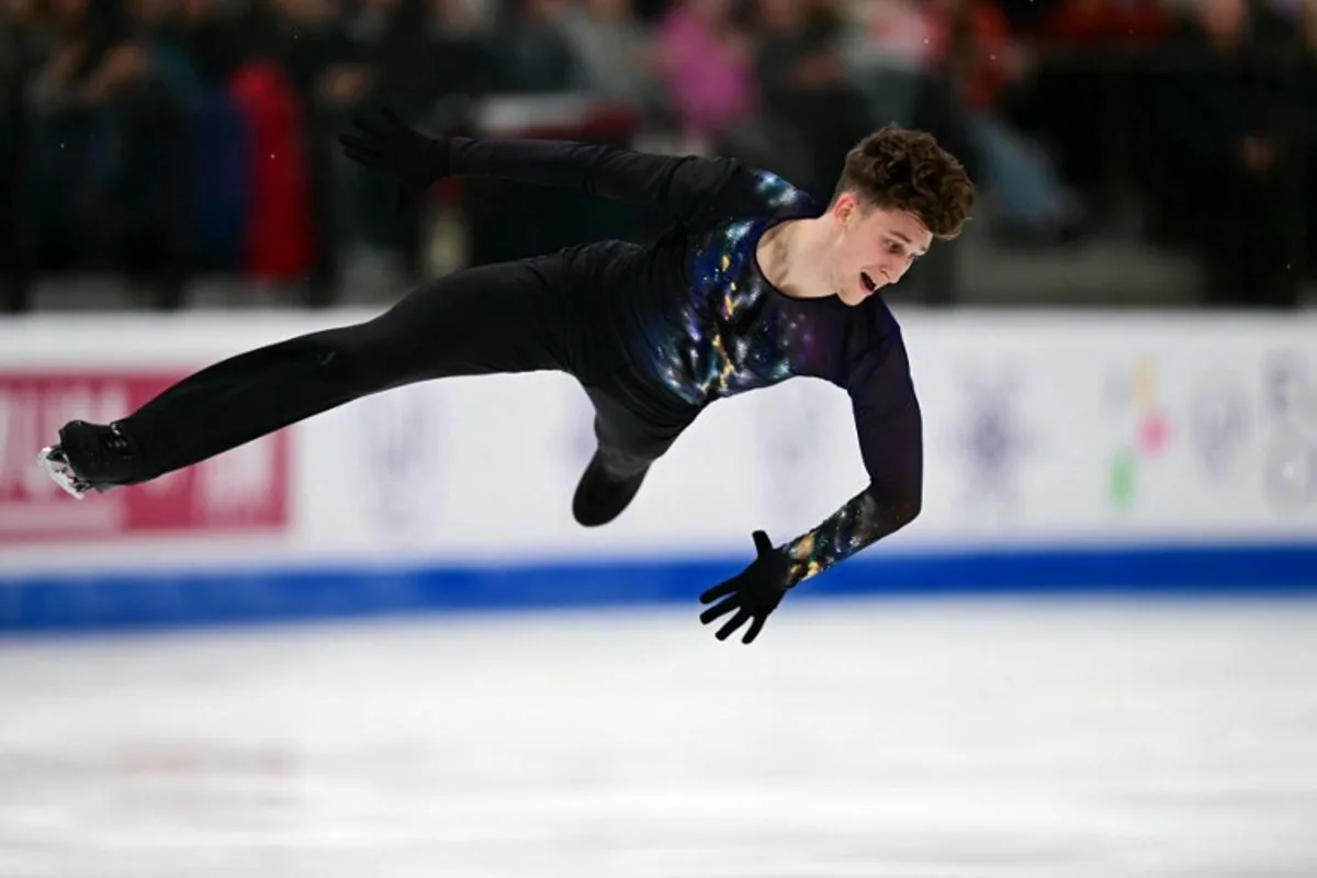 Switzerland's Lukas Britschgi competes to win the Men's Free Skating event of the ISU Figure Skating European Championships in Tallinn, Estonia on February 1, 2025.  Daniel MIHAILESCU / AFP