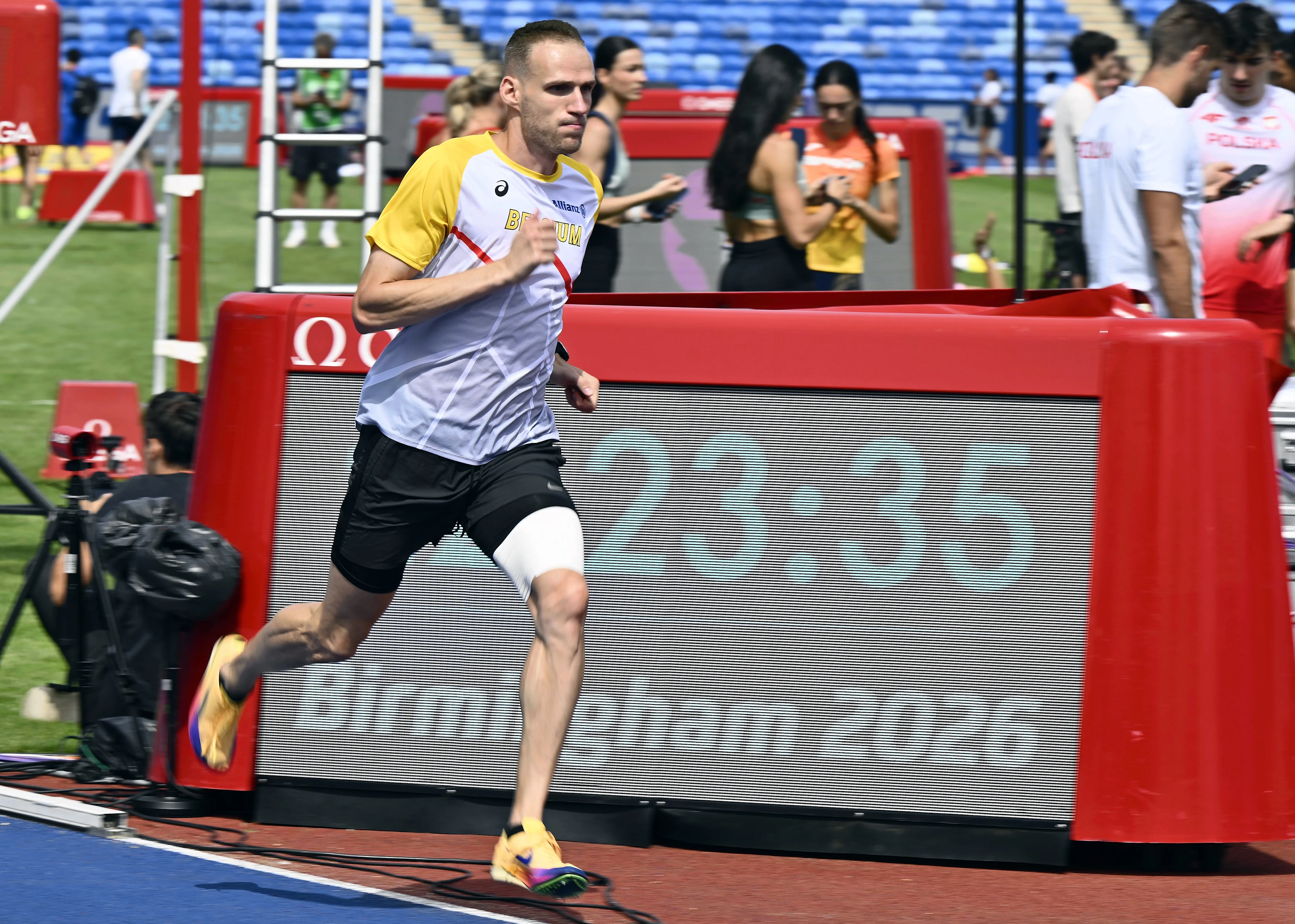 Belgian athlete Eliott Crestan pictured in action during a training session in preparation of the European Athletics Championships (August 10�18), in Birmingham, United Kingdom, on Sunday 09 August 2026. BELGA PHOTO ERIC LALMAND