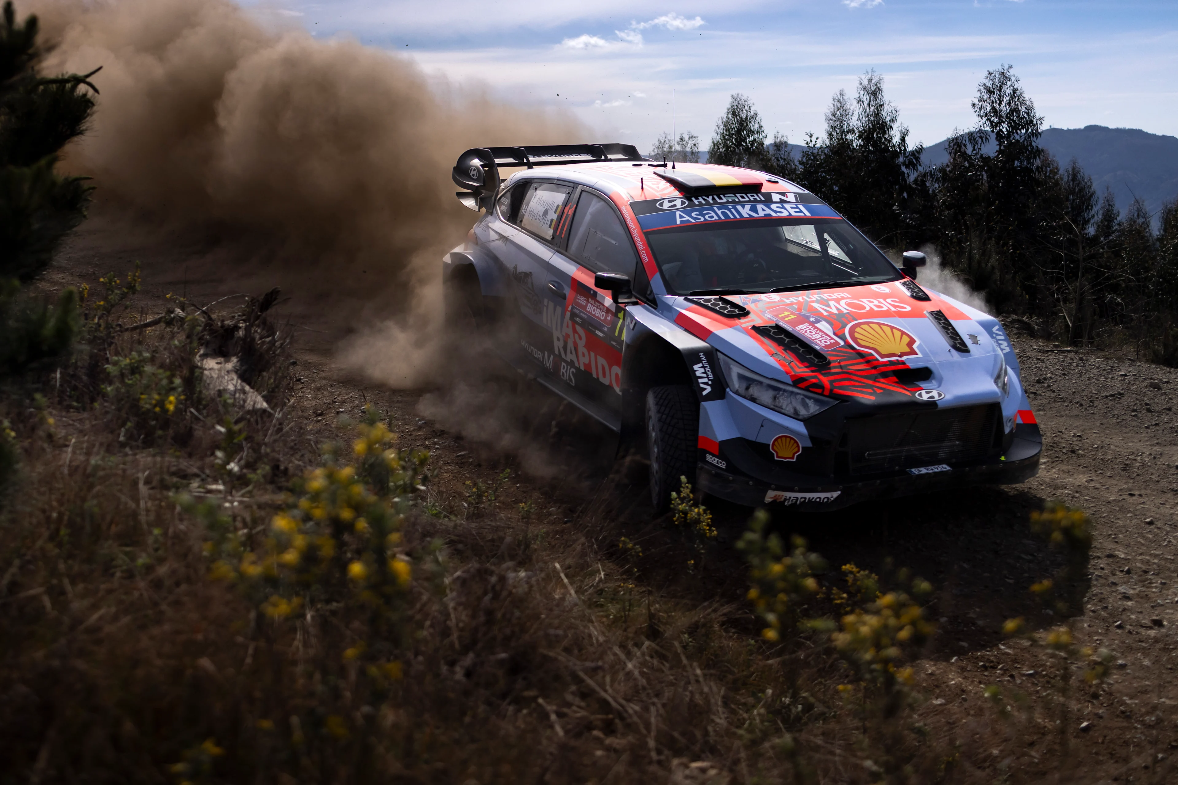 ATTENTION EDITORS - HANDOUT PICTURES - EDITORIAL USE ONLY MANDATORY CREDIT HYUNDAI MOTORSPORT.  This handout picture, released by Hyundai Motorsport on Thursday 10 September 2026 shows Thierry Neuville and Martijn Wydaeghe in action during the WRC Rally Chile, the 12th manche of the FIA World Rally Cup.  Belga and Belga editorial board decline all responsability regarding the content of this picture. PHOTO HANDOUT HYUNDAI MOTORSPORT