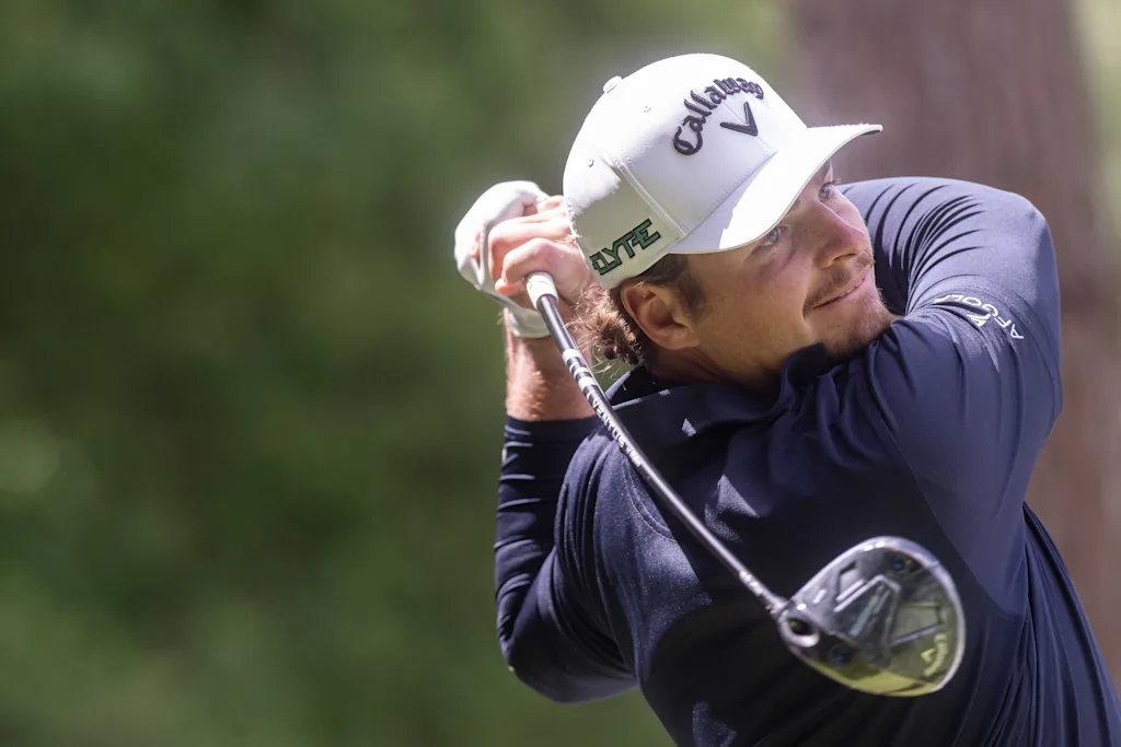 Belgian Nathan Cossement pictured in action during the 2025 Soudal Open DP World Tour golf tournament, in Schilde, Wednesday 21 May 2025. From May 22 to 25, Rinkven Golf Club in Schilde will host the fourth edition of the Soudal Open, the Belgian leg of the DP World Tour. BELGA PHOTO JONAS ROOSENS