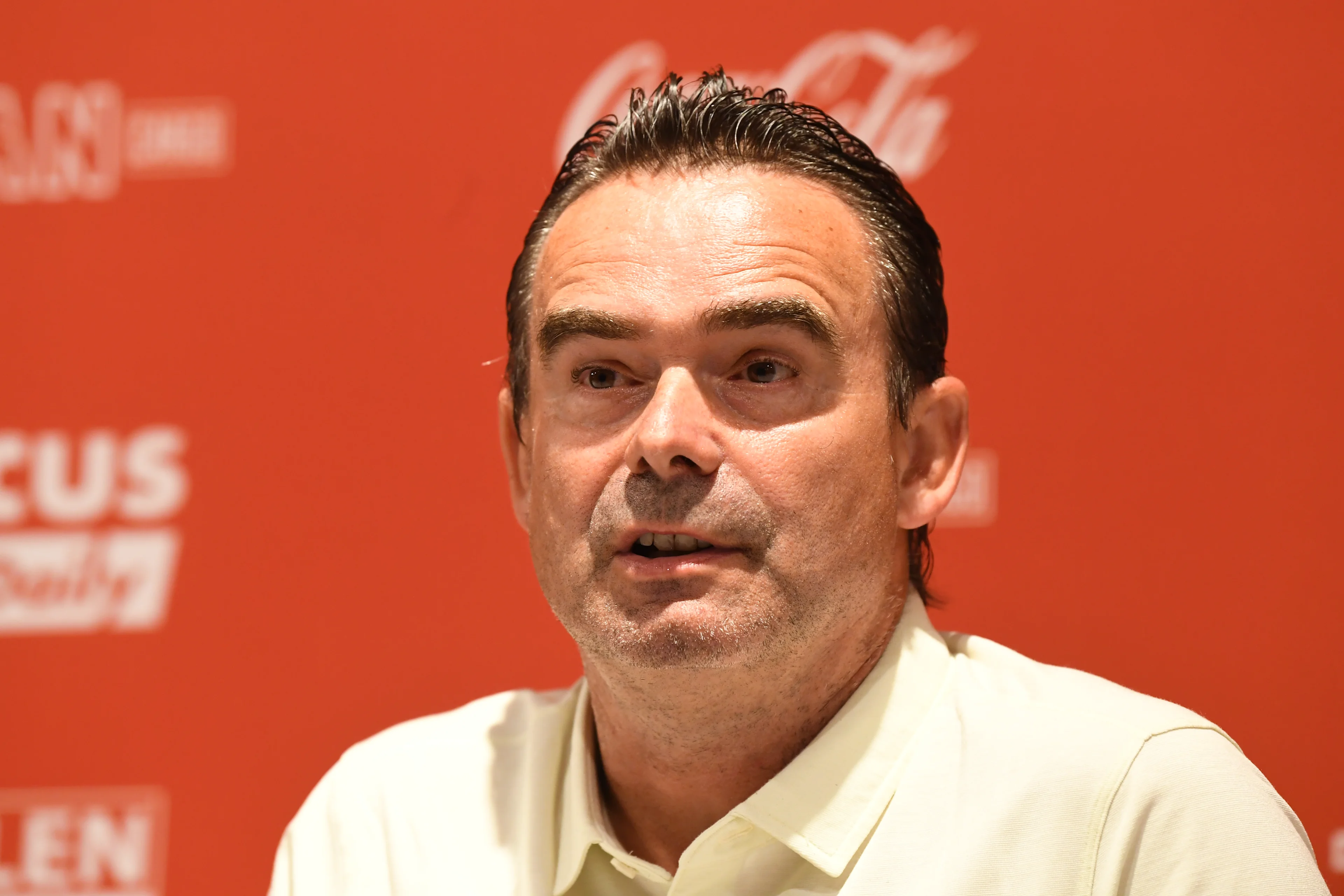 Antwerp's director of football Marc Overmars pictured during a press conference of soccer team Royal Antwerp FC ahead of the start of the Belgian Jupiler Pro League 2026-2027 season, Wednesday 05 August, 2026 in Antwerp. BELGA PHOTO JILL DELSAUX