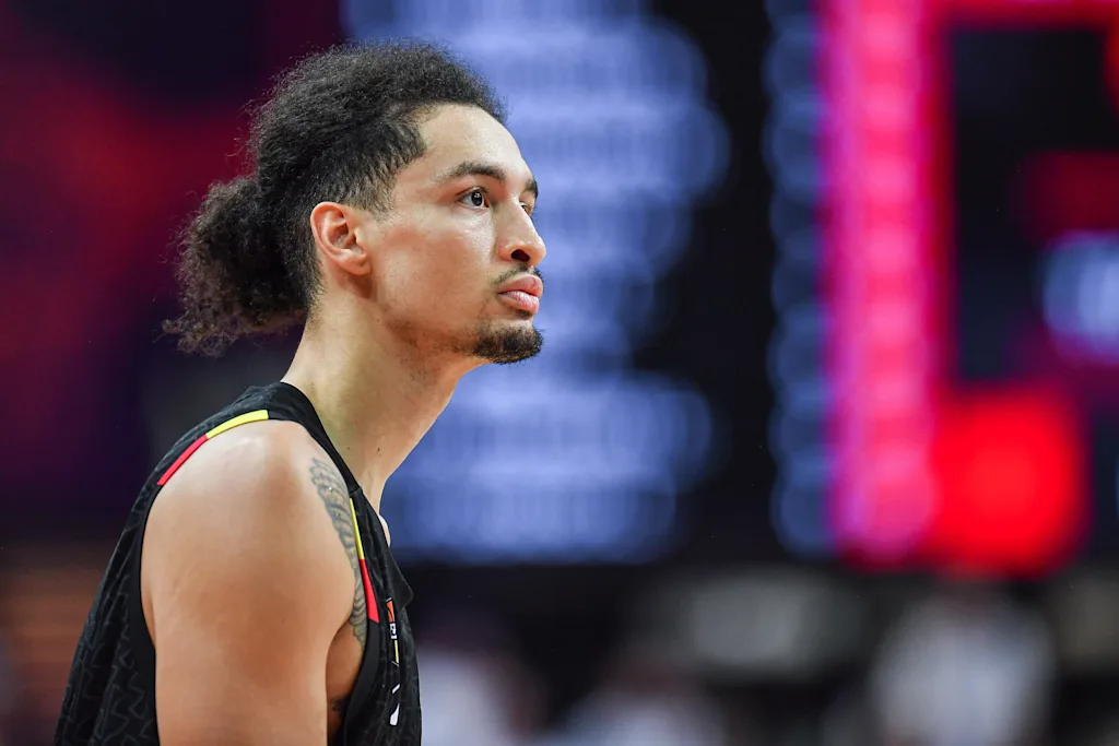Belgium's Ismael Bako pictured during a basketball match between Belgium's national team Belgian Lions and Slovenia, Sunday 31 August 2025 in Katowice, Poland, the third game of the group stage of the Eurobasket 2025 European championships. BELGA PHOTO MARCIN BULANDA *** BELGIUM ONLY ***