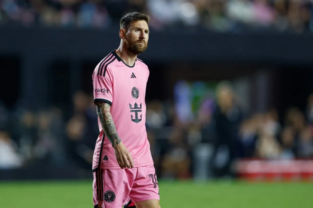 Inter Miami's Argentine forward #10 Lionel Messi looks on during the Major League Soccer (MLS) football match between Inter Miami and New England Revolution at Chase Stadium in Fort Lauderdale, Florida, October 19, 2024.  Chris Arjoon / AFP