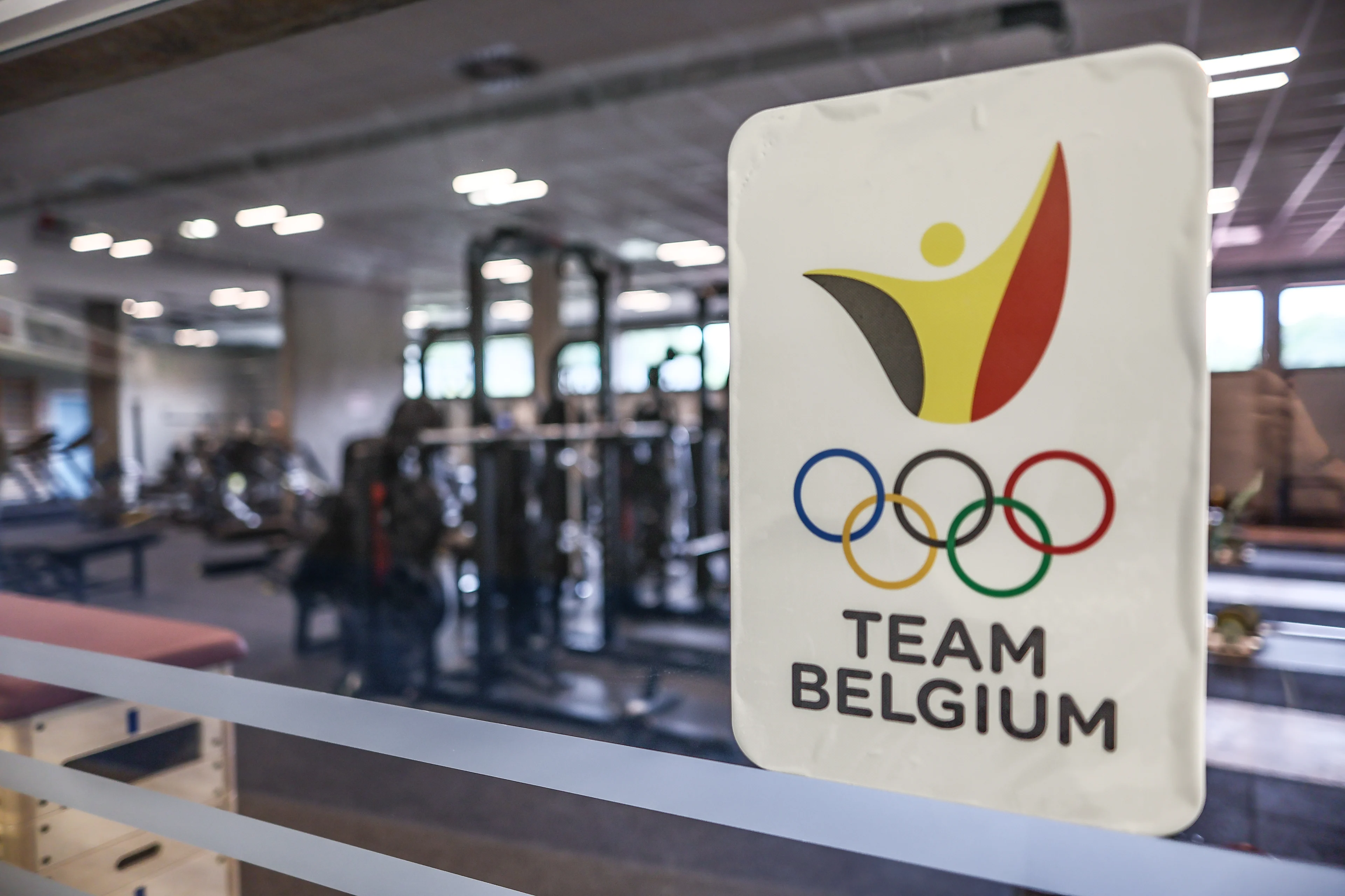 The Team Belgium logo pictured during a visit to the 'Team Belgium Base Camp' of the Belgian Olympic Committee BOIC - COIB, at Blocry in Louvain-la-Neuve, on Saturday 06 July 2024, where athletes will prepare for the Paris 2024 Olympic Games. BELGA PHOTO BRUNO FAHY