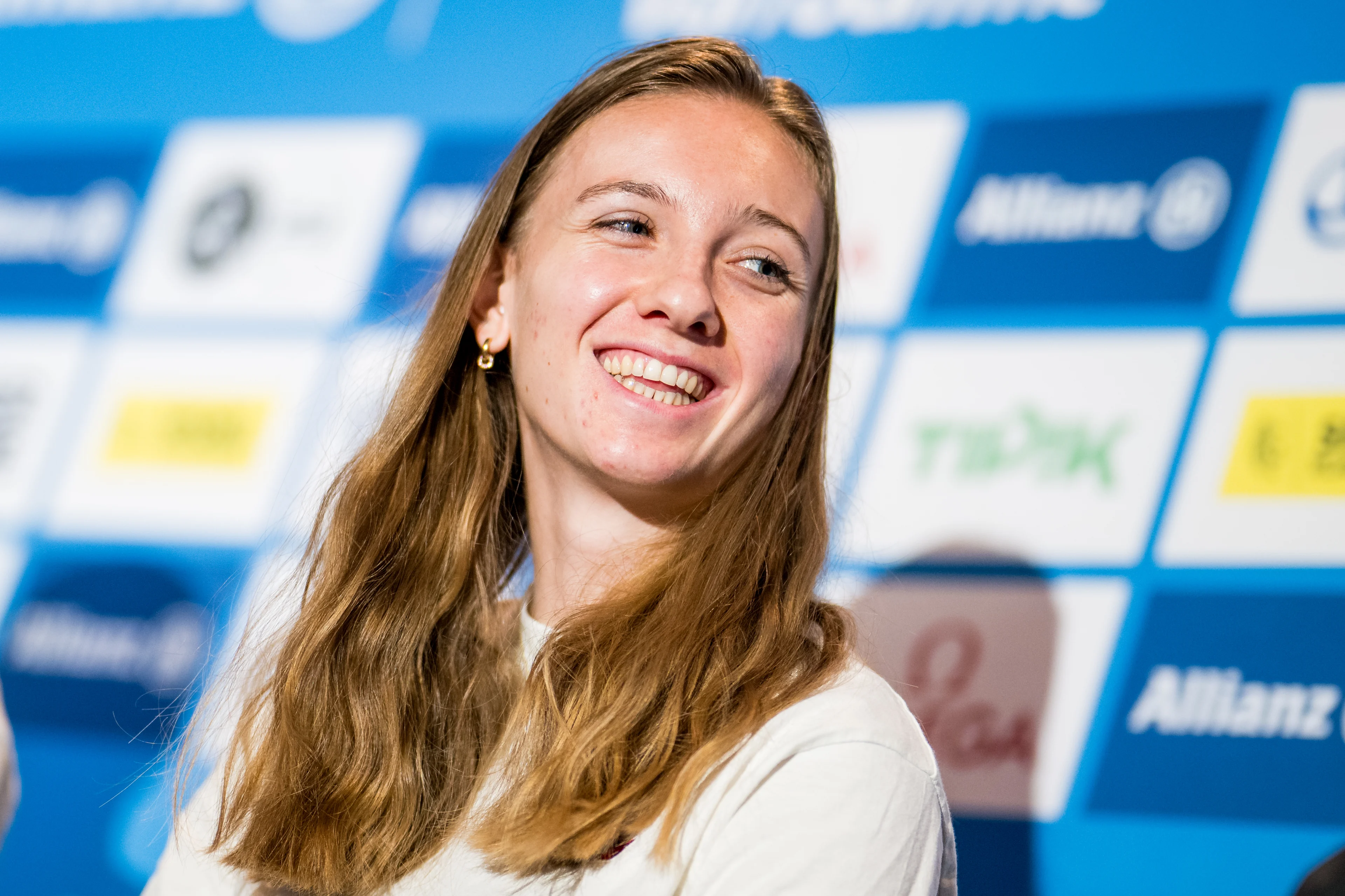 Dutch Femke Bol pictured during a press conference on the 48th edition of the Memorial Van Damme athletics event in Brussels, Thursday 12 September 2024. The 2024 Allianz Memorial Van Damme Diamond League meeting takes place on 13 and 14 September 2O24. BELGA PHOTO JASPER JACOBS