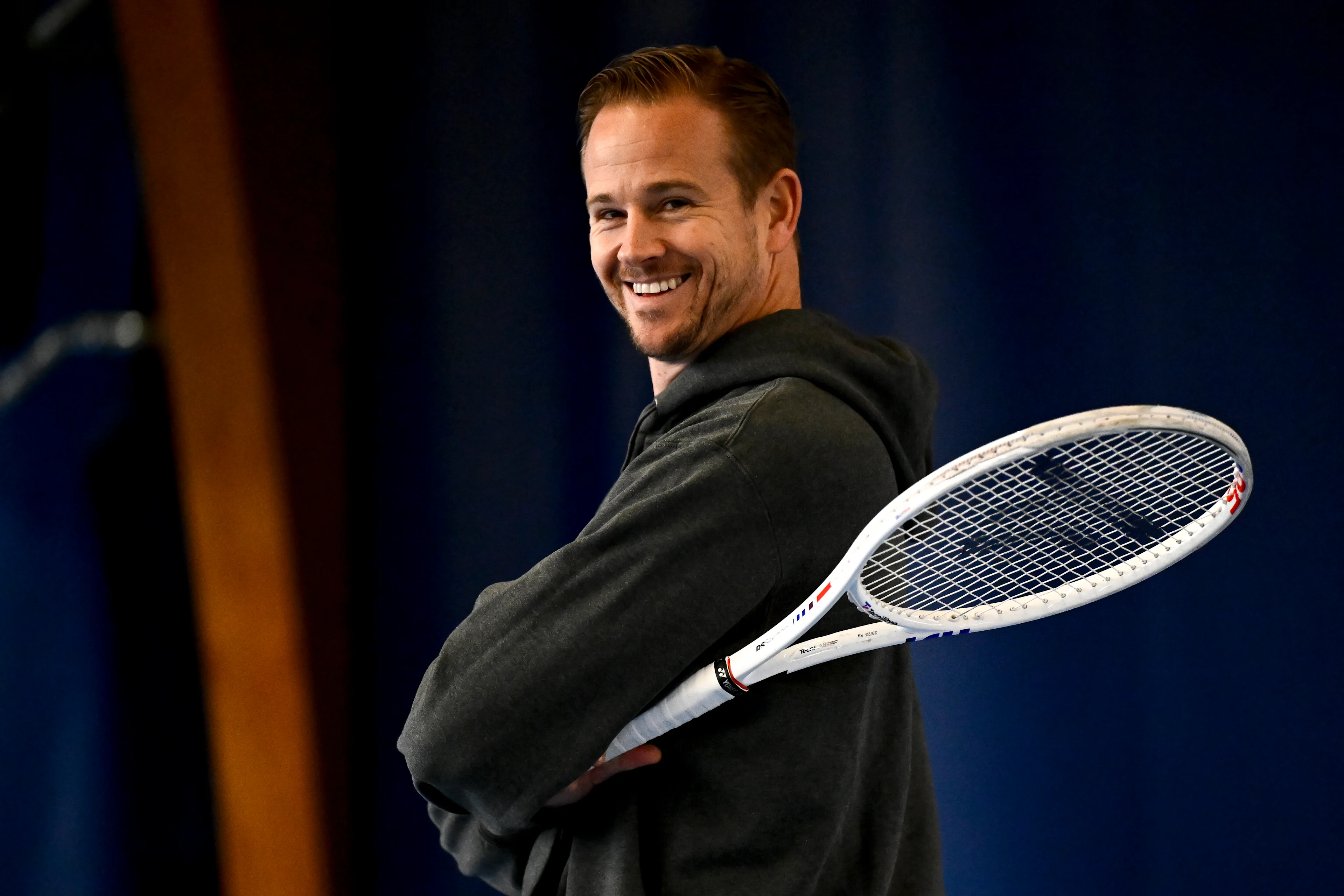 Former Belgian player Kristof Vliegen pictured ahead of a press conference of tennis player Bergs on his collaboration with coach Vliegen, on Thursday 21 November 2024 in Wilrijk, Antwerp. BELGA PHOTO DIRK WAEM