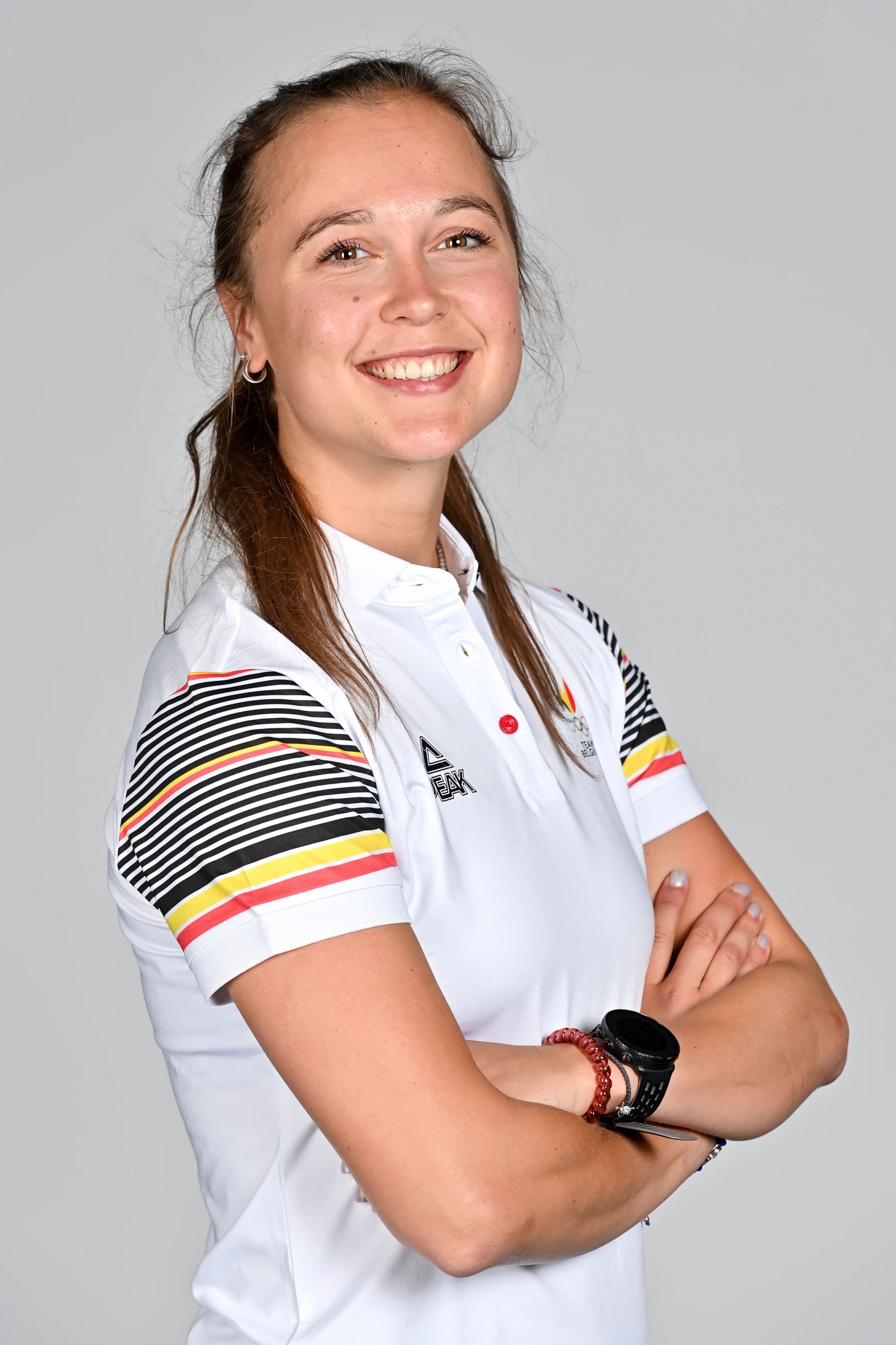 Tinne Gilis poses for the photographer at a photoshoot for the Belgian Olympic Committee BOIC - COIB ahead of the The World Games 2022 sports event, Monday 20 June 2022 in Deurne, Antwerp. BELGA PHOTO DIRK WAEM