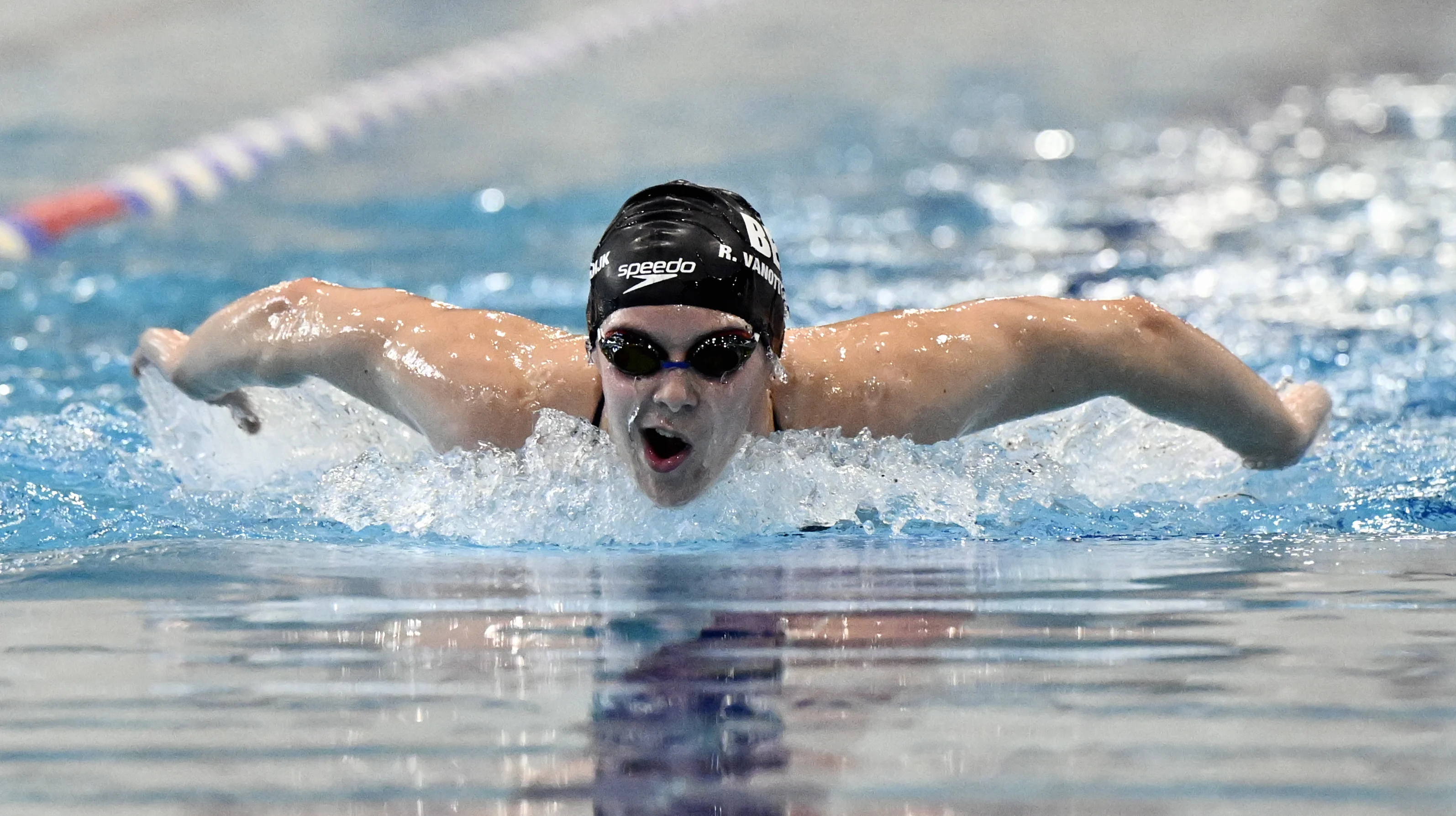 Belgian swimmer Roos Vanotterdijk pictured in action during the annual stage of Team Belgium (13-20/11), in Belek, Turkey, Thursday 14 November 2024, BELGA PHOTO ERIC LALMAND