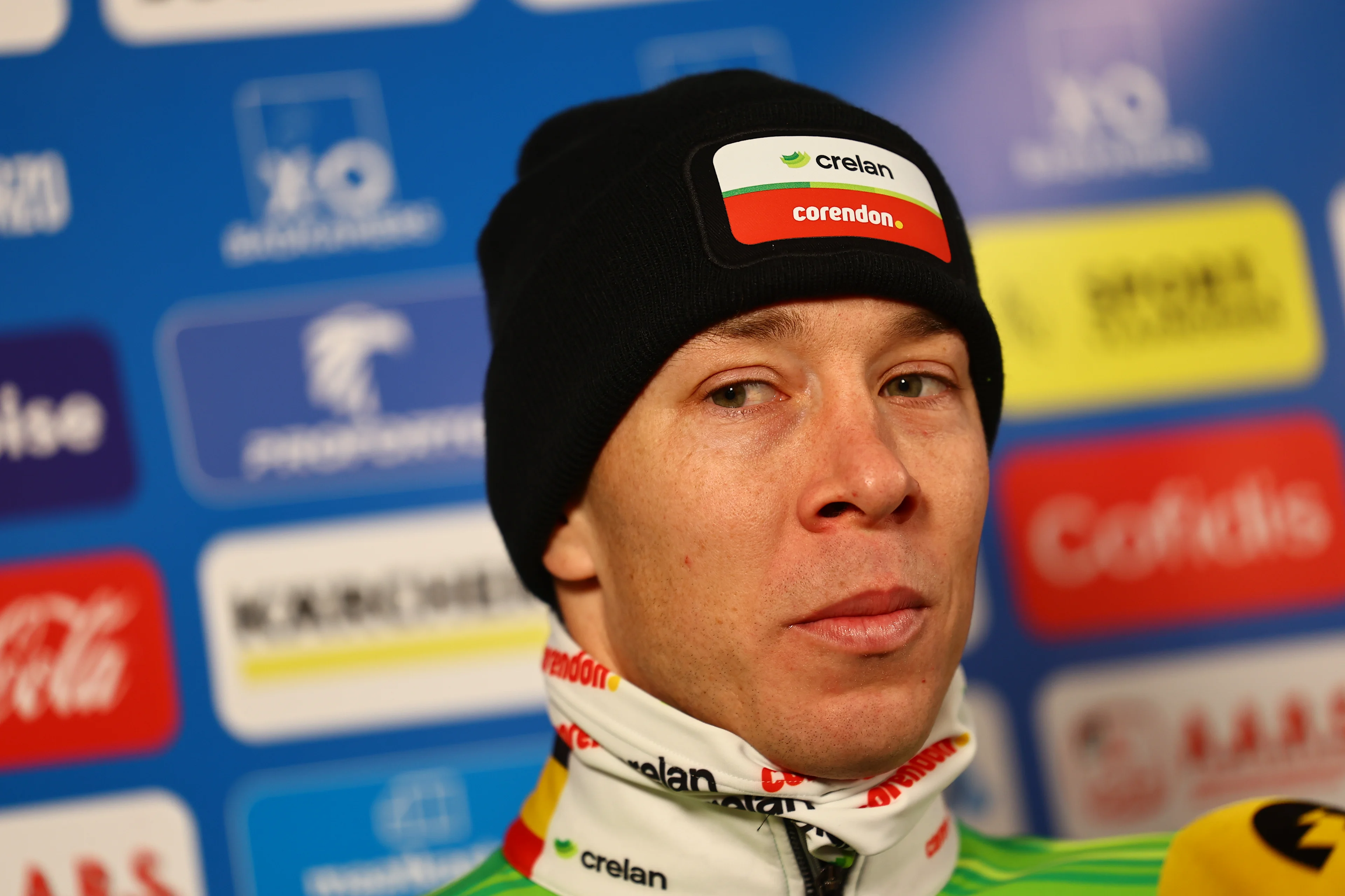 Belgian Laurens Sweeck pictured on the podium after the men's elite race at the Vlaamse Duinencross cycling event in Koksijde, Belgium, stage 6 (out of 8) of the X2O Trofee cyclocross competition, . BELGA PHOTO DAVID PINTENS