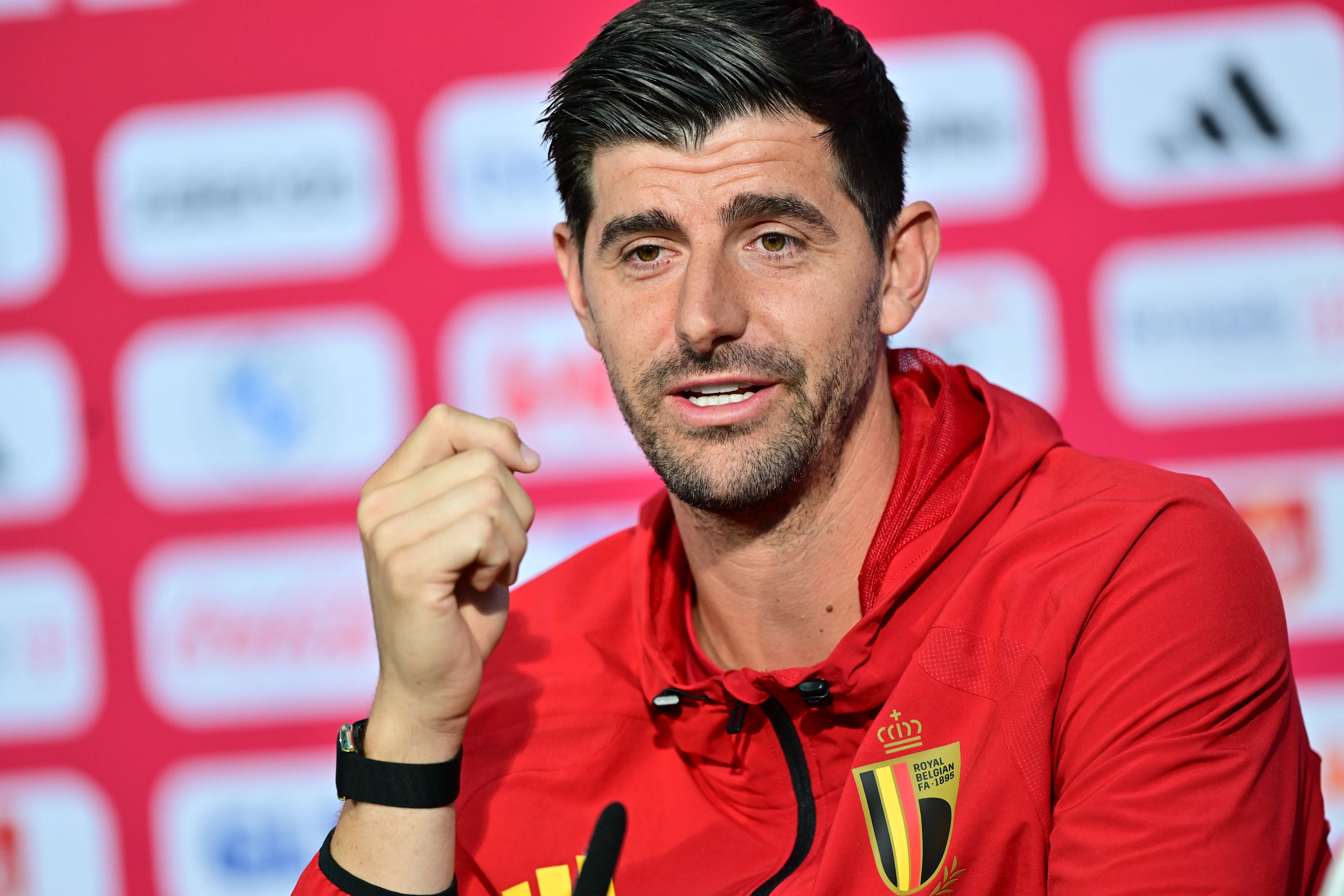 Belgium's goalkeeper Thibaut Courtois pictured at a press conference of Belgian national soccer team Red Devils in their base camp, home of the Seattle Sounders, Renton, Seattle, USA, on Thursday 11 June 2026. The Red Devils prepare for the 2026 FIFA World Cup. BELGA PHOTO DIRK WAEM