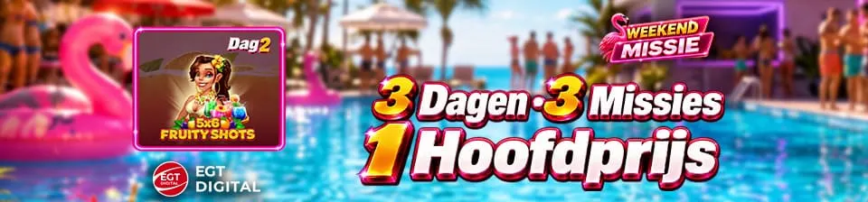 ⭐ Doe van 11 tot 13 september mee aan een nieuwe Weekend Missie. Voltooi 3 dagelijkse taken, win Xtra Spins en krijg een exclusieve hoofdprijs!