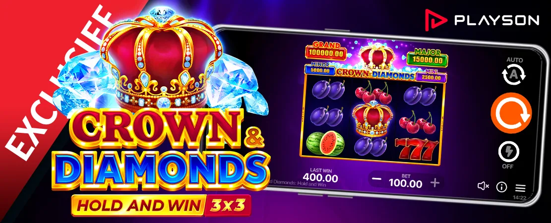 👑 Exclusief bij Starcasino! Crown and Diamonds: Hold and Win van Playson!
