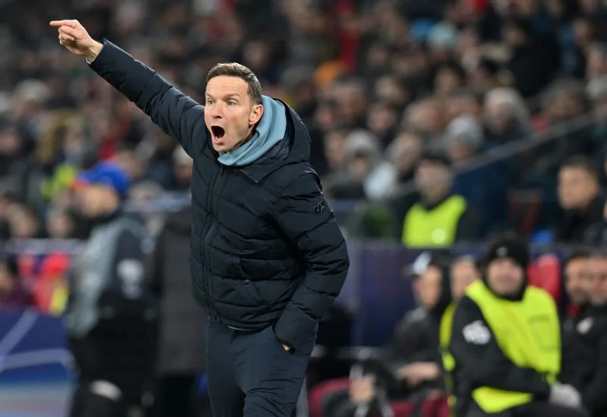 Salzburg's Dutch head coach Pepijn Lijnders gestures during the UEFA Champions League football match between FC RB Salzburg and Paris Saint-Germain in Salzburg, Austria on December 10, 2024.  KERSTIN JOENSSON / AFP