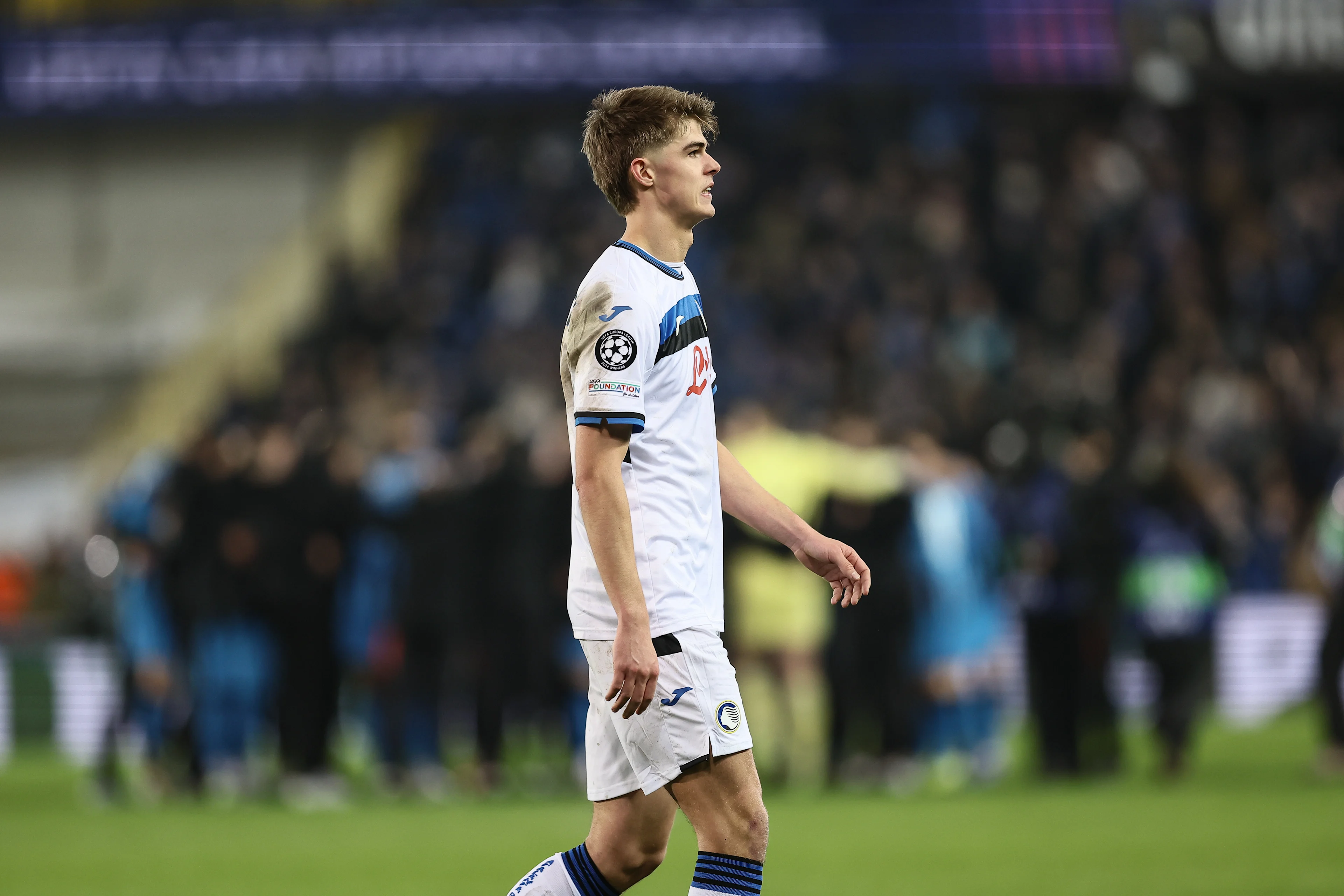 Atalanta's Charles De Ketelaere pictured after a soccer game between Belgian soccer team Club Brugge KV and Italian club Atalanta Bergamo, on Wednesday 12 February 2025 in Brugge, in the first leg of the Knockout phase play-offs of the UEFA Champions League competition. BELGA PHOTO BRUNO FAHY