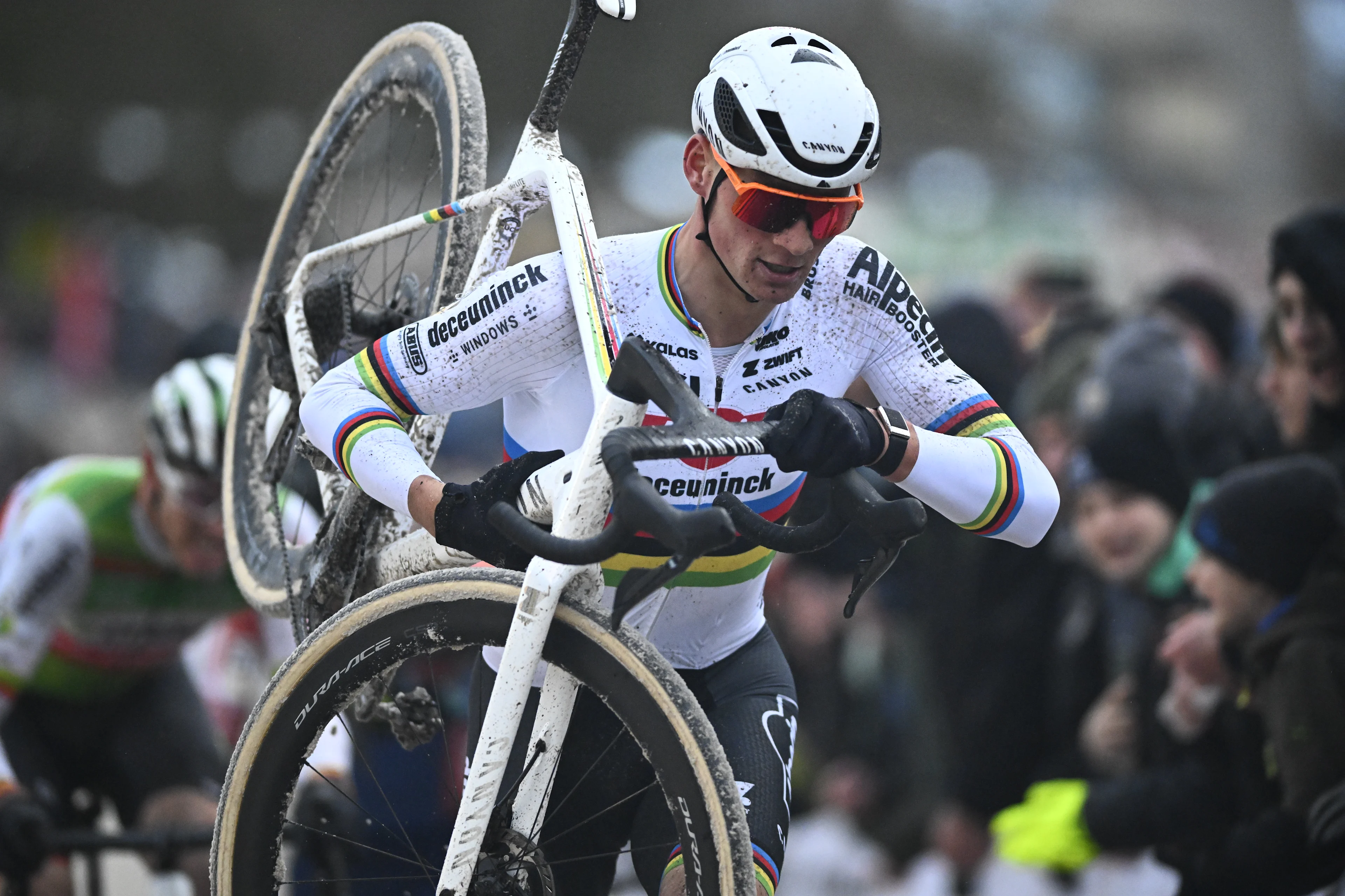 Dutch Mathieu Van Der Poel pictured in action during the men's elite race of the superprestige cyclocross cycling event, race 5 out of 8, Monday 23 December 2024 in Mol. BELGA PHOTO JASPER JACOBS