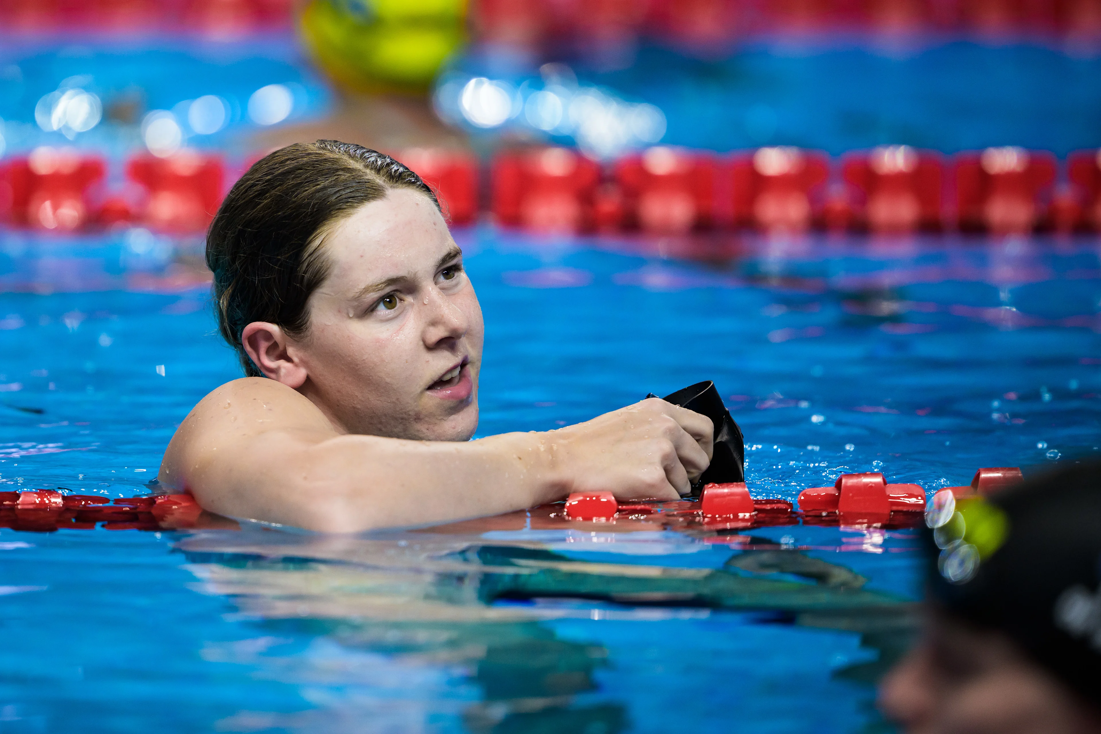 ATTENTION EDITORS - BENELUX ONLY - 250801 Roos Vanotterdijk of Belgium after competing in women's 50 meters butterfly swimming heats during day 22 of the World Aquatics Championships on August 1, 2025 in Singapore. Photo: Joel Marklund / BILDBYRÅN / kod JM / JM0717 bbeng simning swimming svømming sim-vm vm sim-vm 2025 world aquatics championships 2025 dam