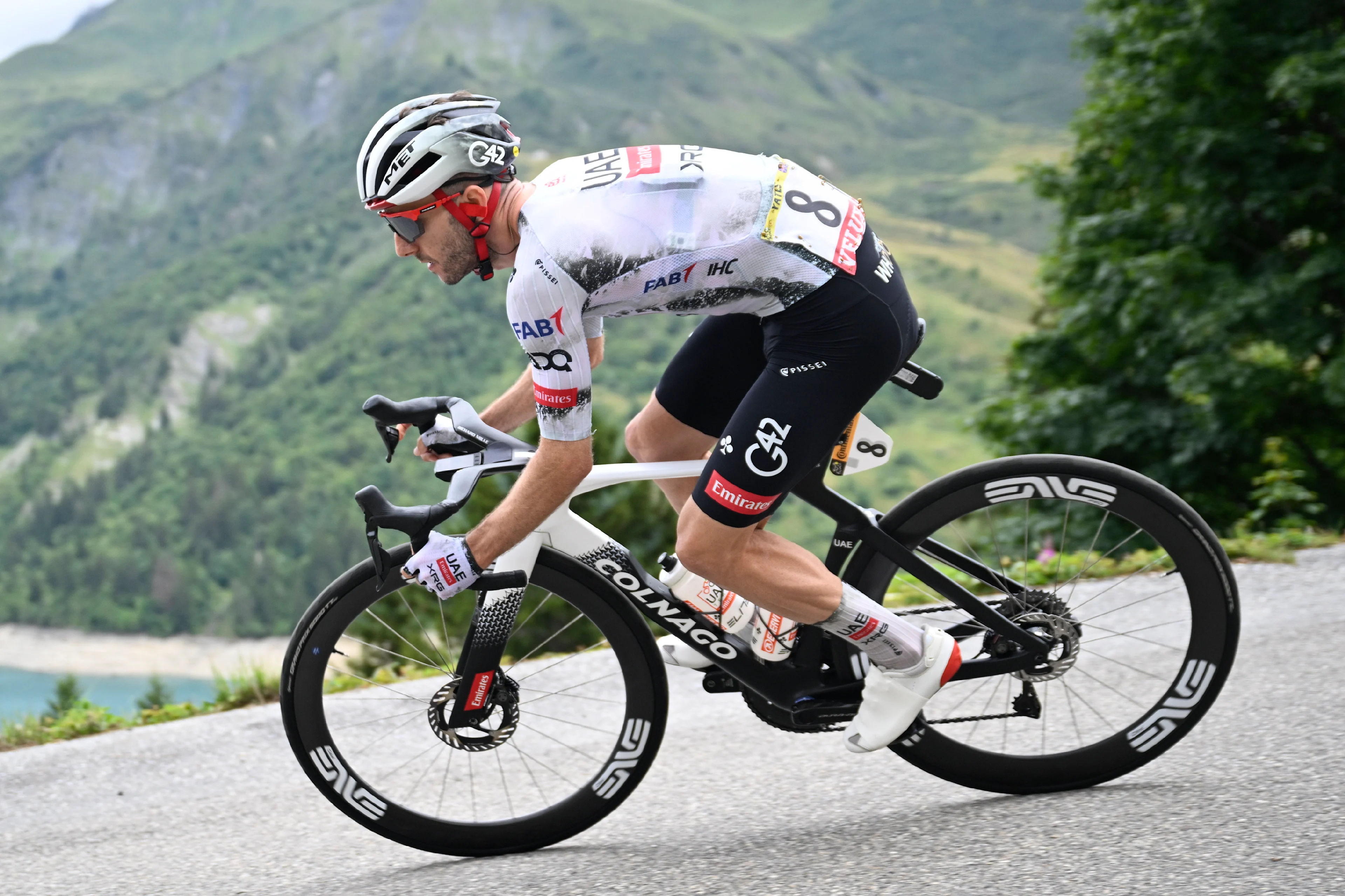British Adam Yates of UAE Team Emirates-XRG pictured in action during stage 19 of the 2025 Tour de France cycling race, from Albertville to La Plagne (130km), on Friday 25 July 2025 in France. The 112th edition of the Tour de France starts on Saturday 5 July in Lille, France, and will finish in Paris, France on the 27th of July. BELGA PHOTO JASPER JACOBS