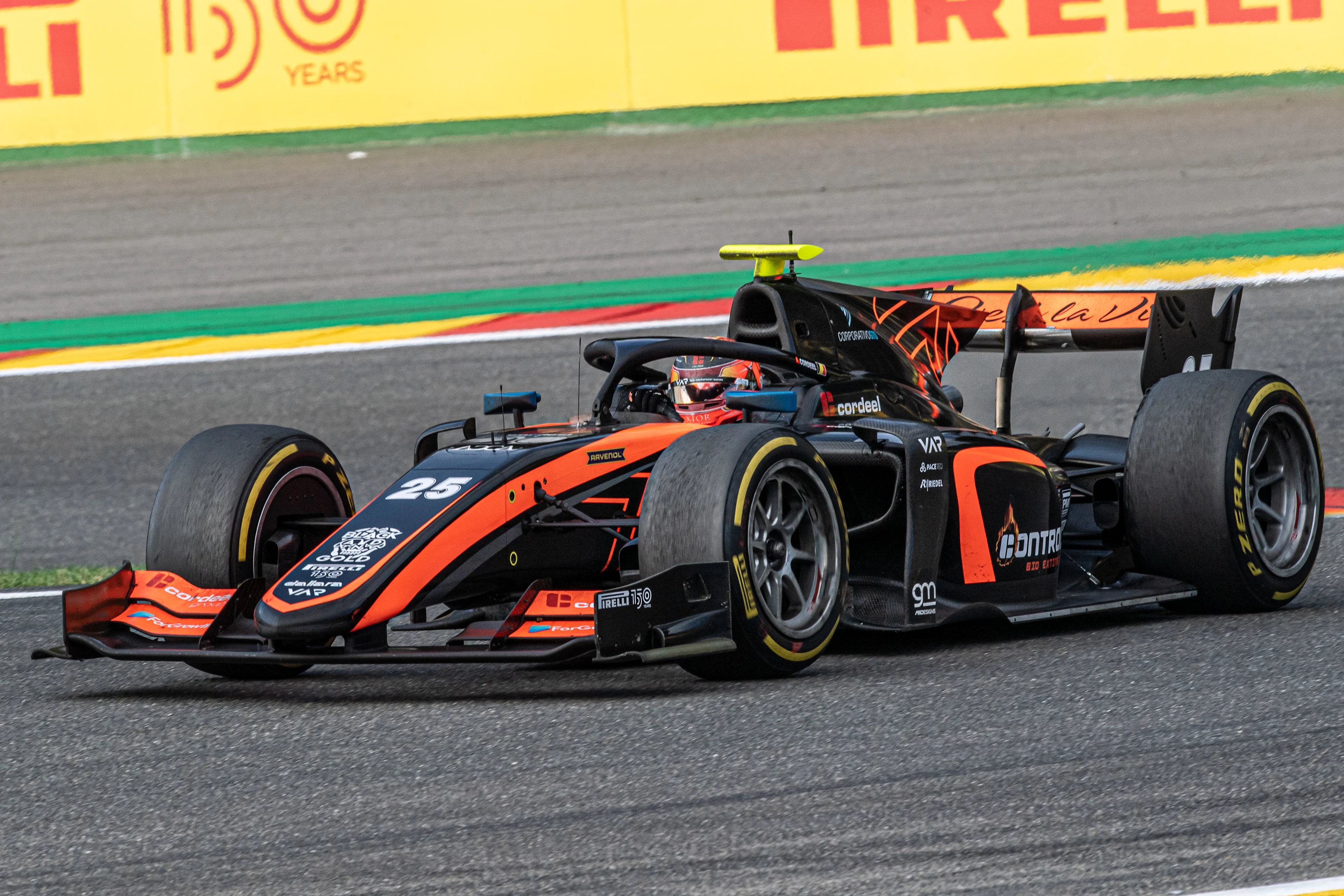 Belgian driver Amaury Cordeel pictured in action during the F2 Grand Prix of Belgium auto race, in Spa-Francorchamps, Sunday 28 August 2022. BELGA PHOTO JONAS ROOSENS