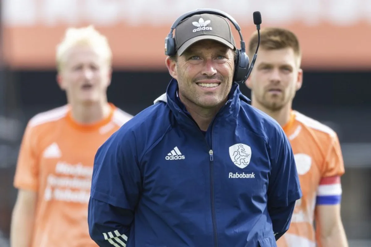 Netherlands' coach Jeroen Delmee looks on during the hockey match between Netherlands and India in the group stage of the FIH Pro League in Rotterdam, on June 19, 2022.  Willem Vernes / ANP / AFP
