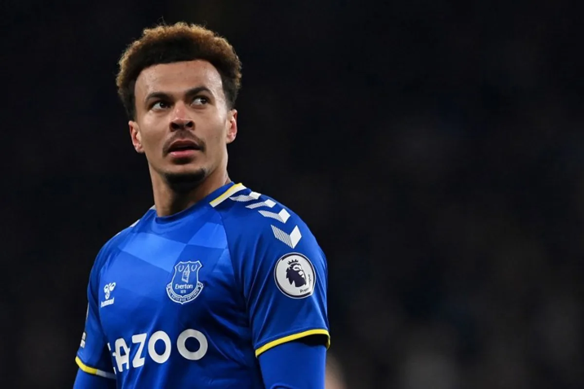 Everton's English midfielder Dele Alli reacts during the English Premier League football match between Tottenham Hotspur and Everton at Tottenham Hotspur Stadium in London, on March 7, 2022.  Ben STANSALL / AFP