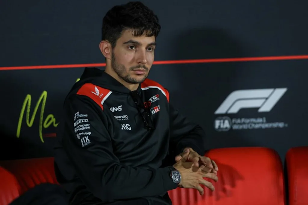 Haas F1 Team's French driver Esteban Ocon attends a press conference at the Madring circuit on September 10, 2026 in Madrid, ahead of the Spanish Formula One Grand Prix. The Madring, a semi-urban track featuring 22 corners over a distance of 5.4 kilometres, will host it's inaugural Spanish Grand Prix on September 13, 2026.  Pierre-Philippe MARCOU / AFP