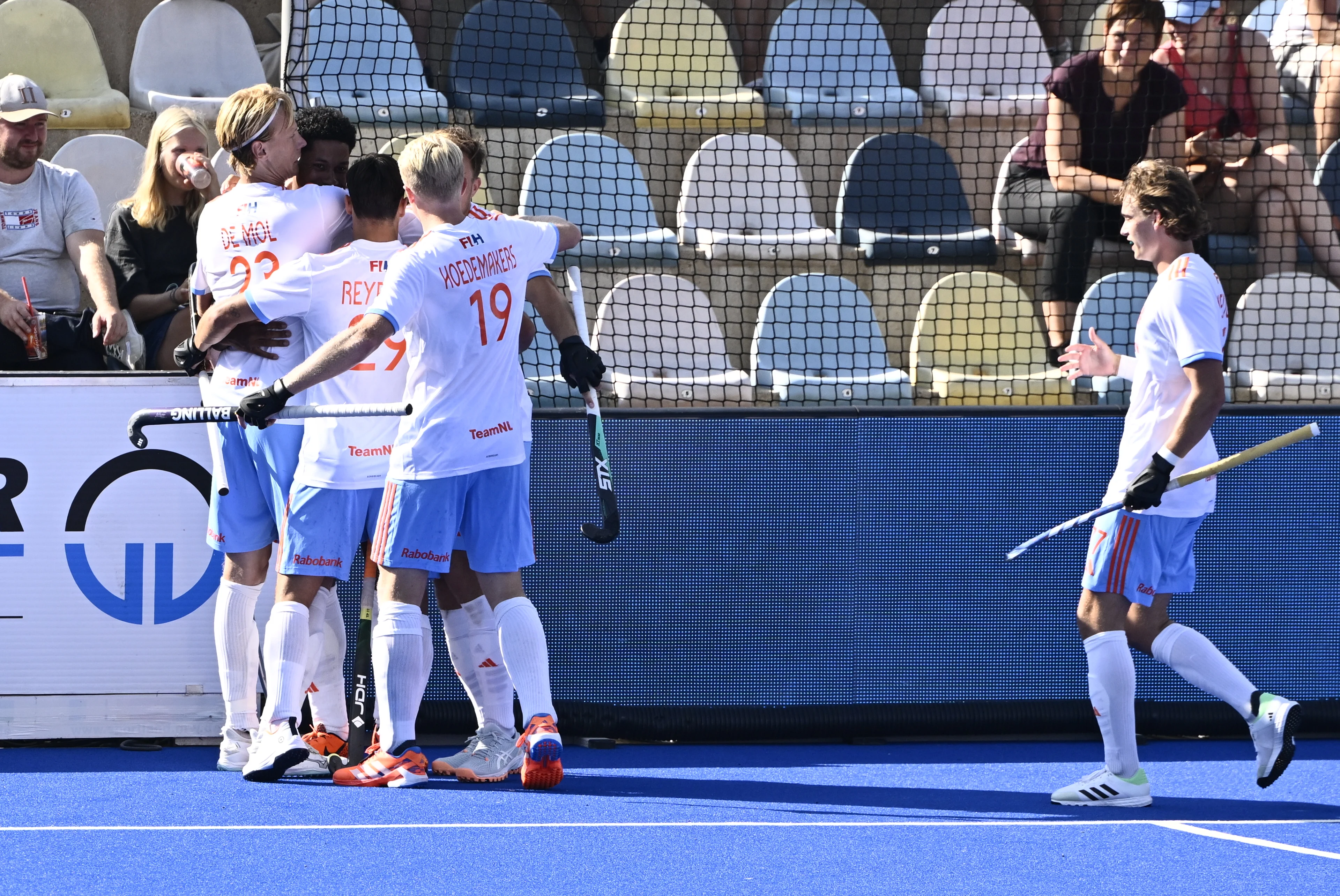 a hockey game between Belgian national team Red Lions and The Netherlands, match 2/3 in the pool stage of the 2025 men's European championships, Sunday 10 August 2025 in Monchengladbach, Germany.  BELGA PHOTO ERIC LALMAND