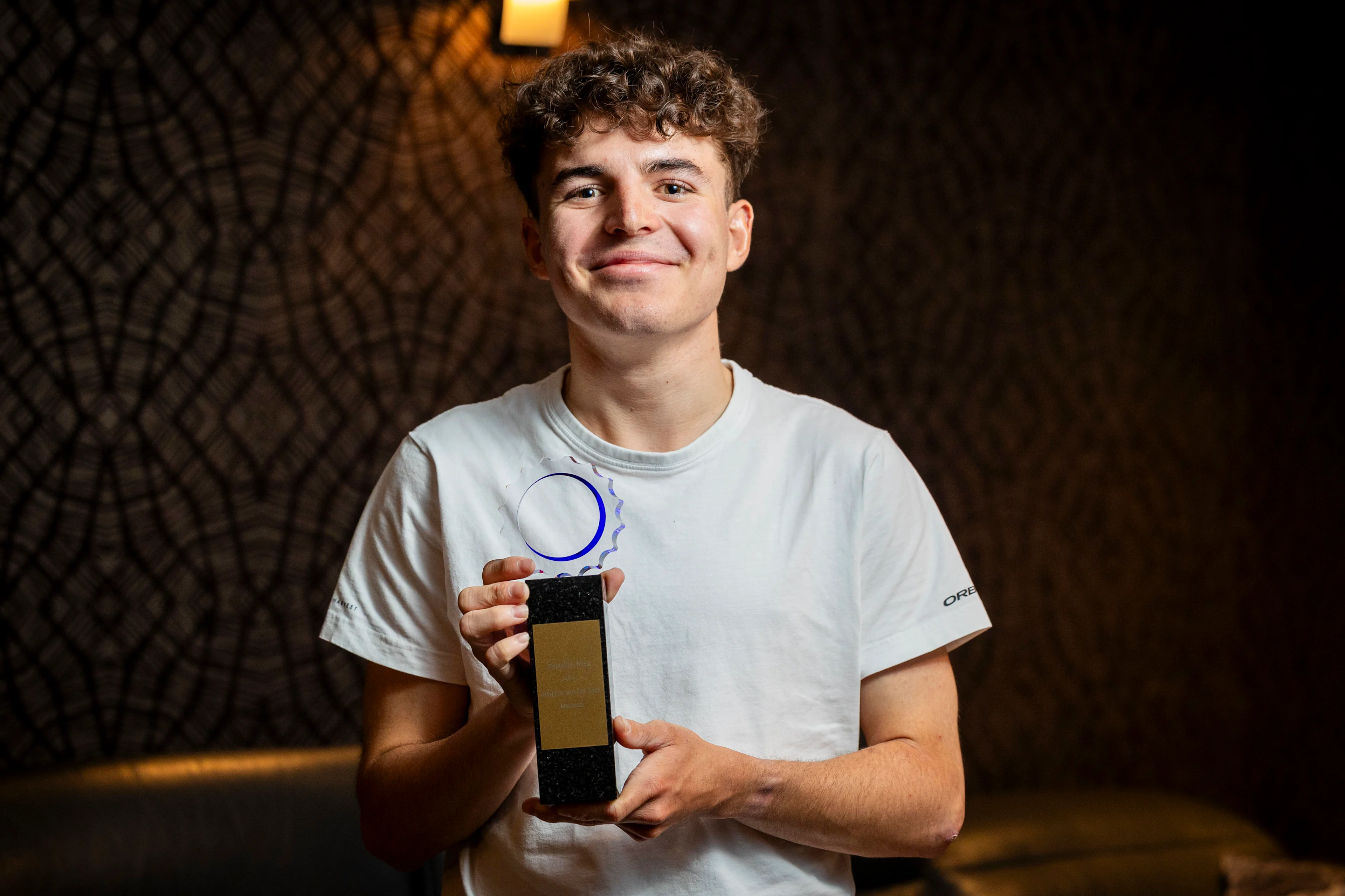 ATTENTION EDITORS - HAND OUT PICTURE - EDITORIAL USE ONLY - MANDATORY CREDIT 'DPG MEDIA' Undated file picture shows Jarno Widar, best male U23 posing as winner of the trophy of the 'Kristallen Fiets' (Crystal Bike - Velo de Cristal) for the 2025 cycling season, organized by Flemish newspaper Het Laatste Nieuws, Monday 17 November 2025. Belga and Belga editorial board decline all responsability regarding the content of this picture. PHOTO HANDOUT - DPG MEDIA