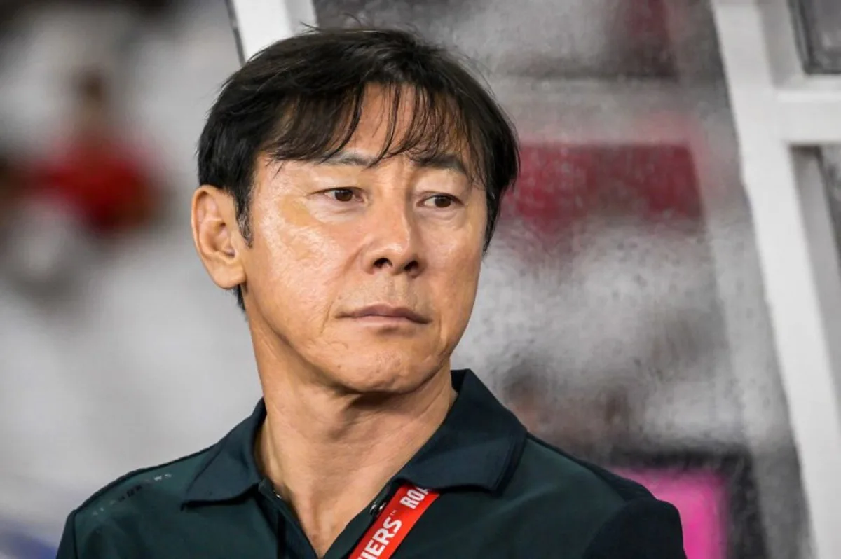 Indonesia's national team coach Shin Tae Yong looks on during the 2026 World Cup Asian qualification football match between Saudi Arabia and Indonesia at Bung Karno Stadium in Jakarta on November 19, 2024.   BAY ISMOYO / AFP