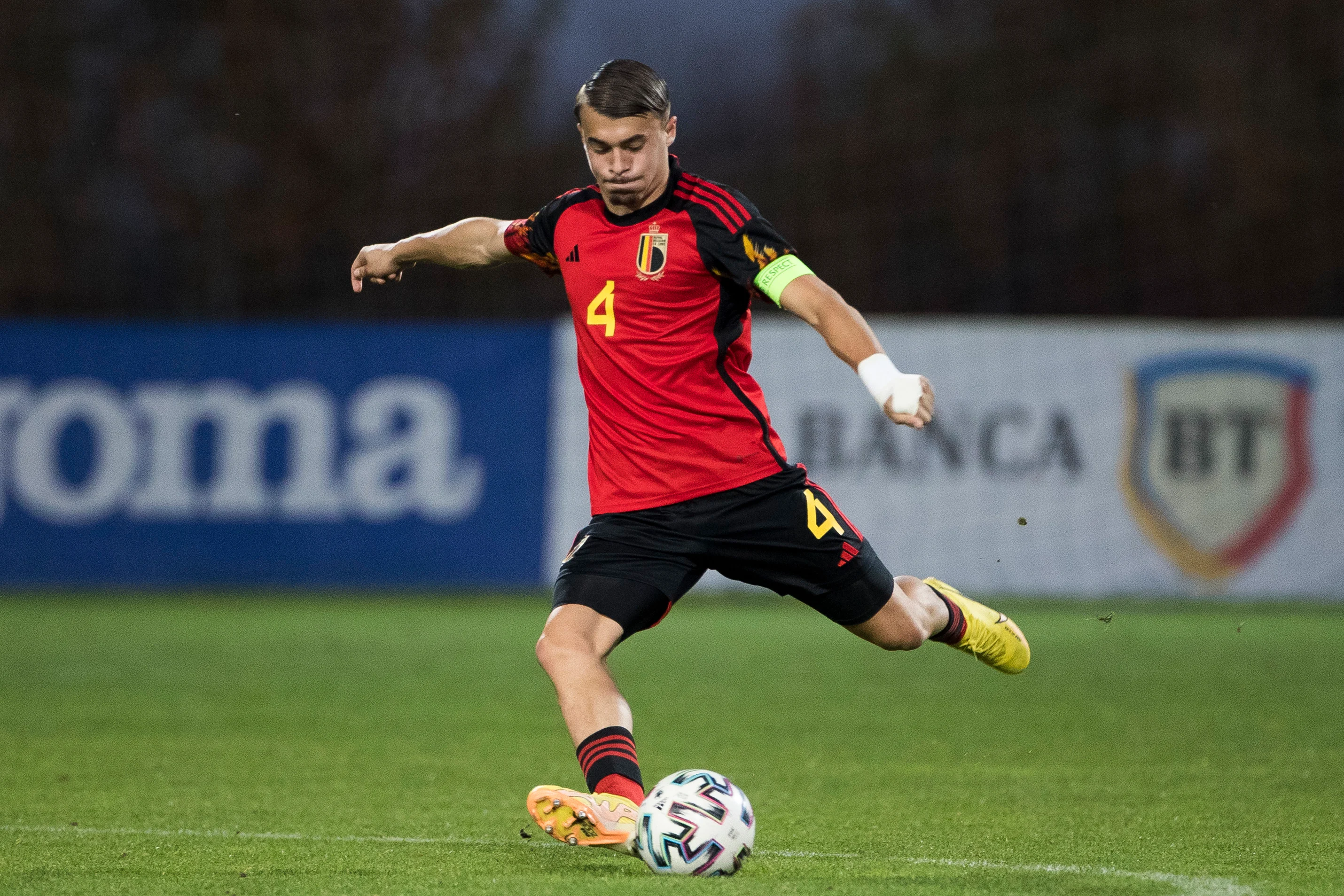 Belgium's Ethan Butera a soccer game between Romania U17 and Belgium U17, Saturday 29 October 2022 in Buftea, Romania, match 2/3 in the qualifications for the 2023 European Championships. BELGA PHOTO NIKOLA KRSTIC