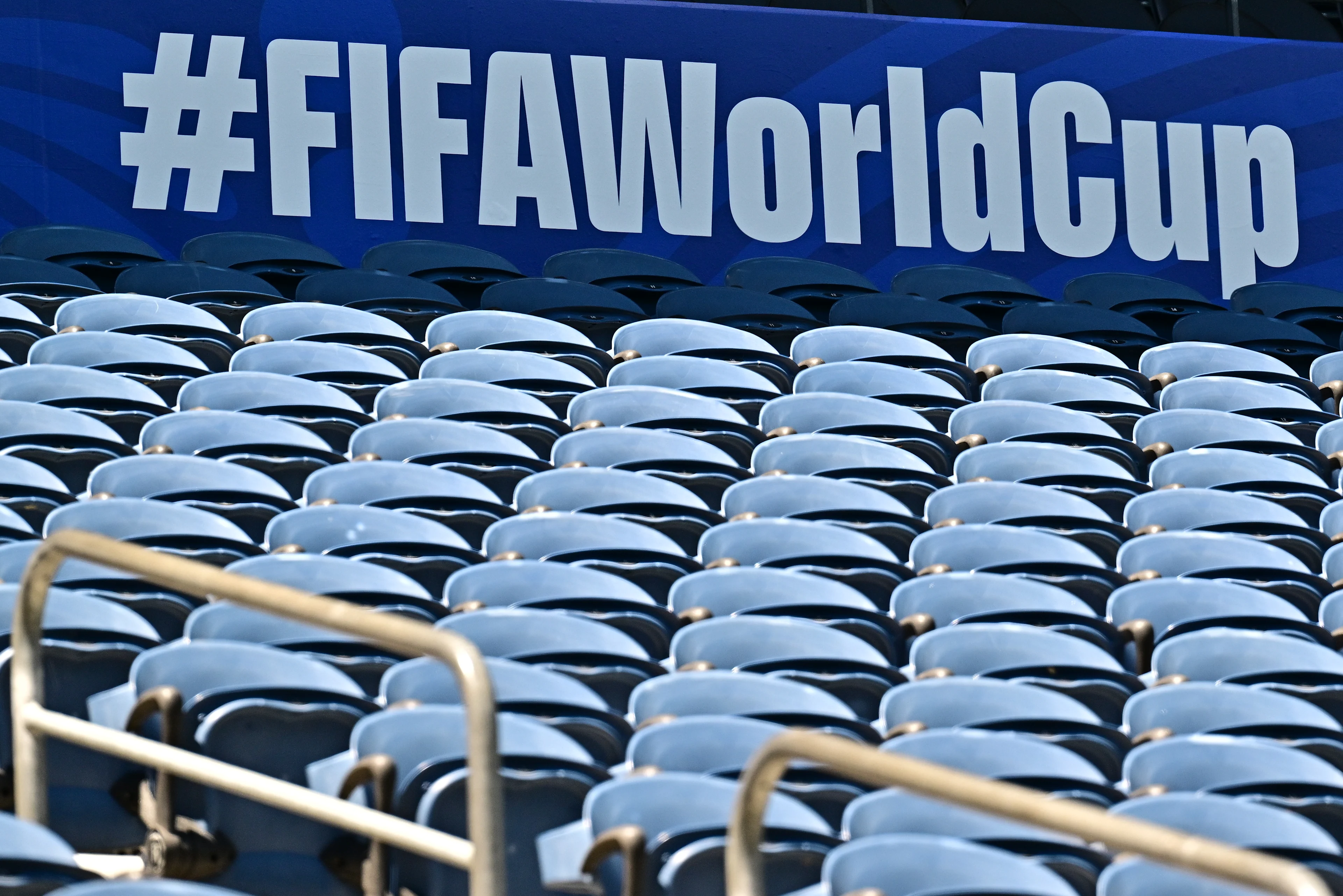 FIFAWORLDCUP logo in The Lumen Field stadium, in Seattle, USA, on Saturday 13 June 2026. The Red Devils play their first game of the 2026 FIFA World Cup on Monday 15 June in Seattle against Egypt. BELGA PHOTO DIRK WAEM