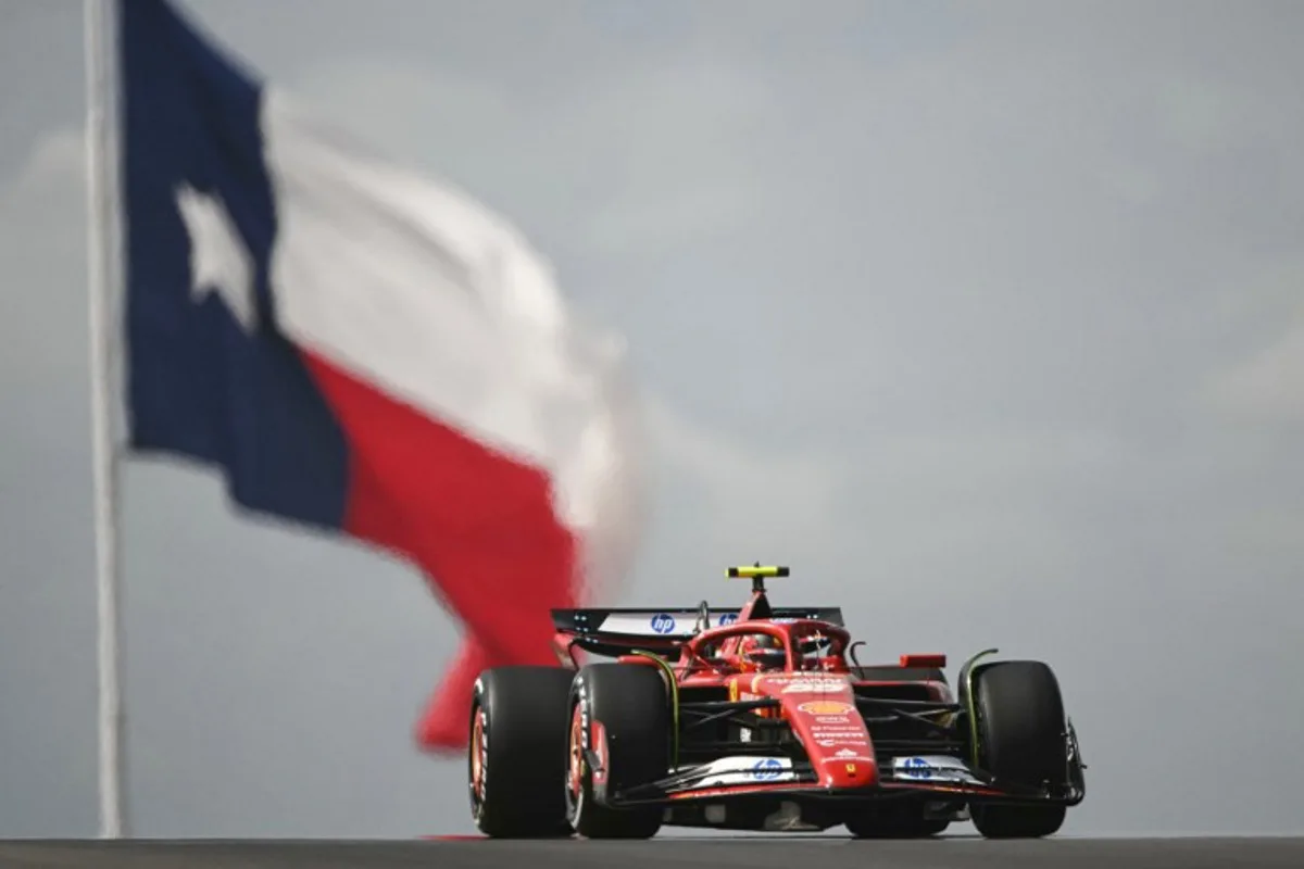 Ferrari's Spanish driver Carlos Sainz Jr. races during the practice session for the United States Formula One Grand Prix at the Circuit of the Americas in Austin, Texas, on October 18, 2024.  Patrick T. Fallon / AFP