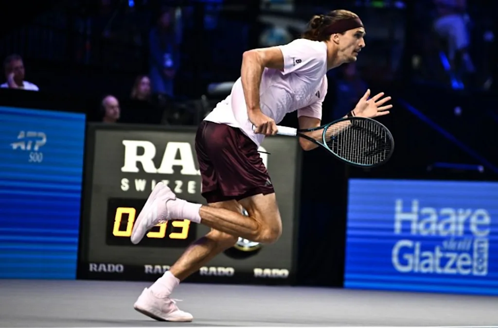 Germany's Alexander Zverev runs the ball while playing against Spain's Martin Landaluce during the Erste Bank Open 2026 ATP 500 tennis tournament in Vienna, Austria, on October 27, 2026. Joe Klamar / AFP