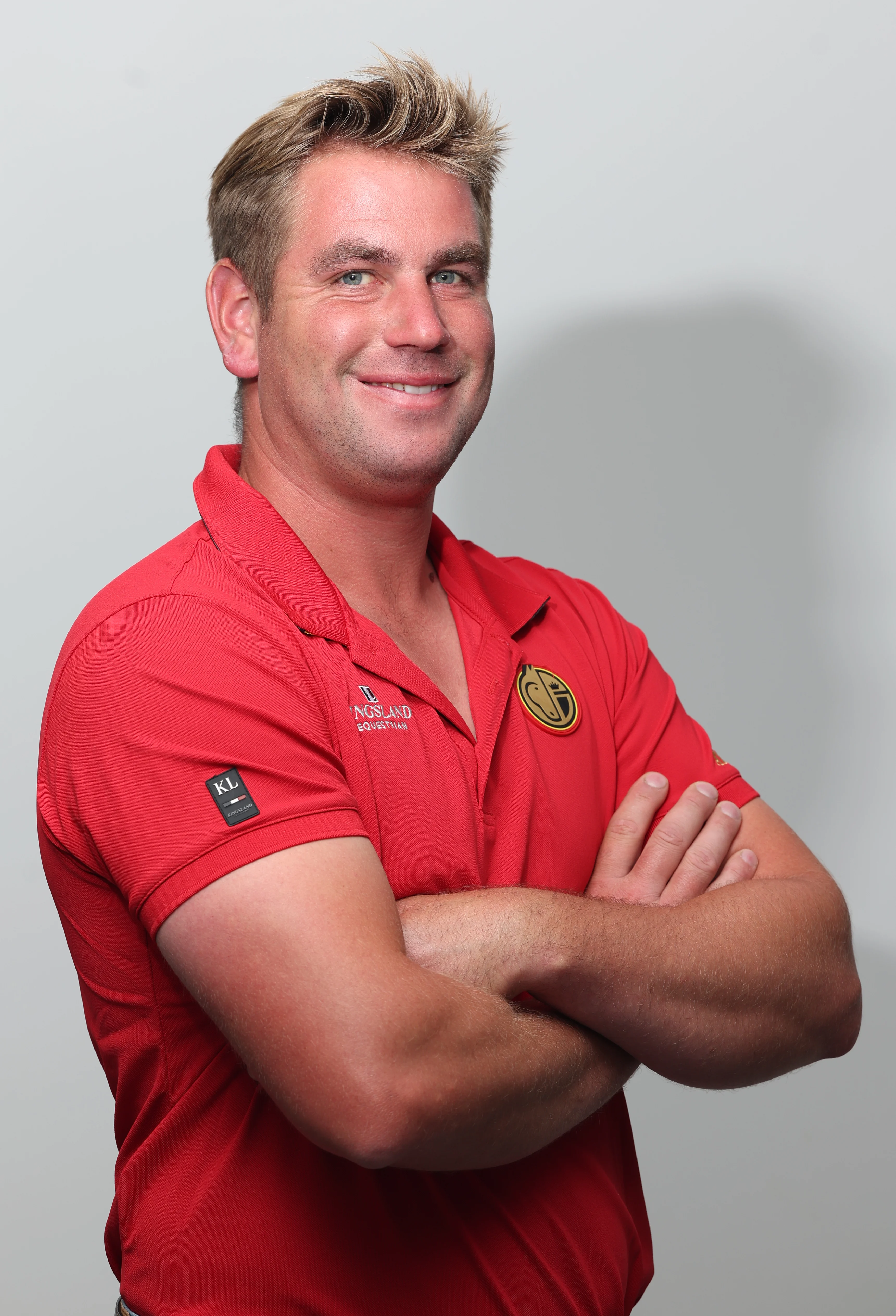 Belgian Dries Degrieck poses for the photographer during a press moment of the 'Red Musketeers' riders that will compete at the upcoming World Championships, on Monday 27 July 2026 in Zaventem. The FEI World Championships will take place in Aachen, Germany from 11 to 23 August. BELGA PHOTO VIRGINIE LEFOUR