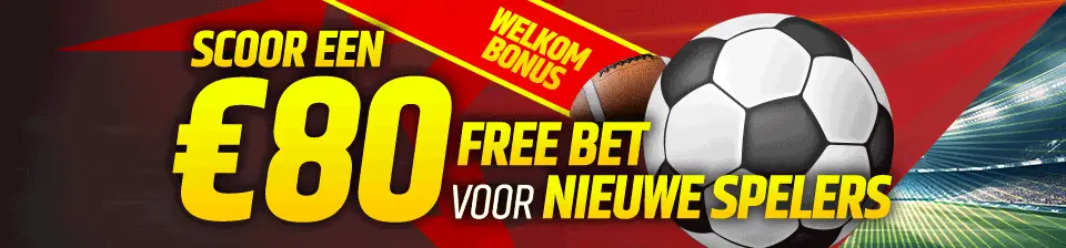 Wij matchen je eerste sportweddenschap met een Free Bet tot €80!