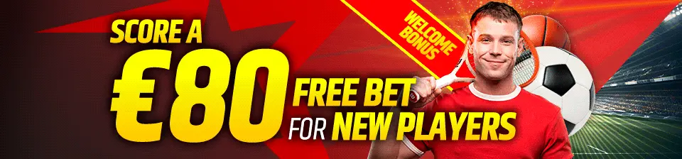 We match your first sports bet with a Free Bet up to €80!